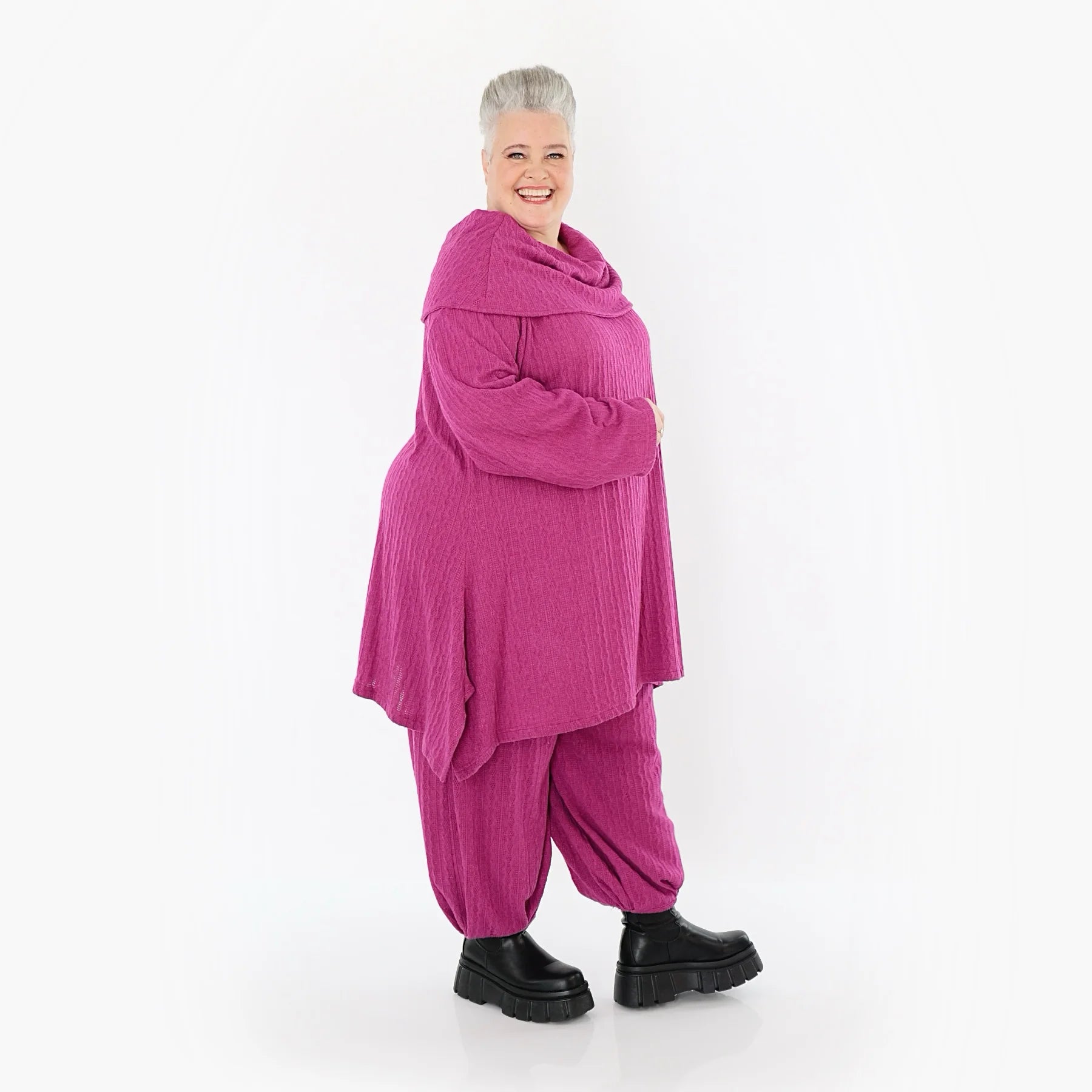  Ballonhose von AKH Fashion aus Materialmix, 1532.05920, Fuchsia, Wellen, Ausgefallen