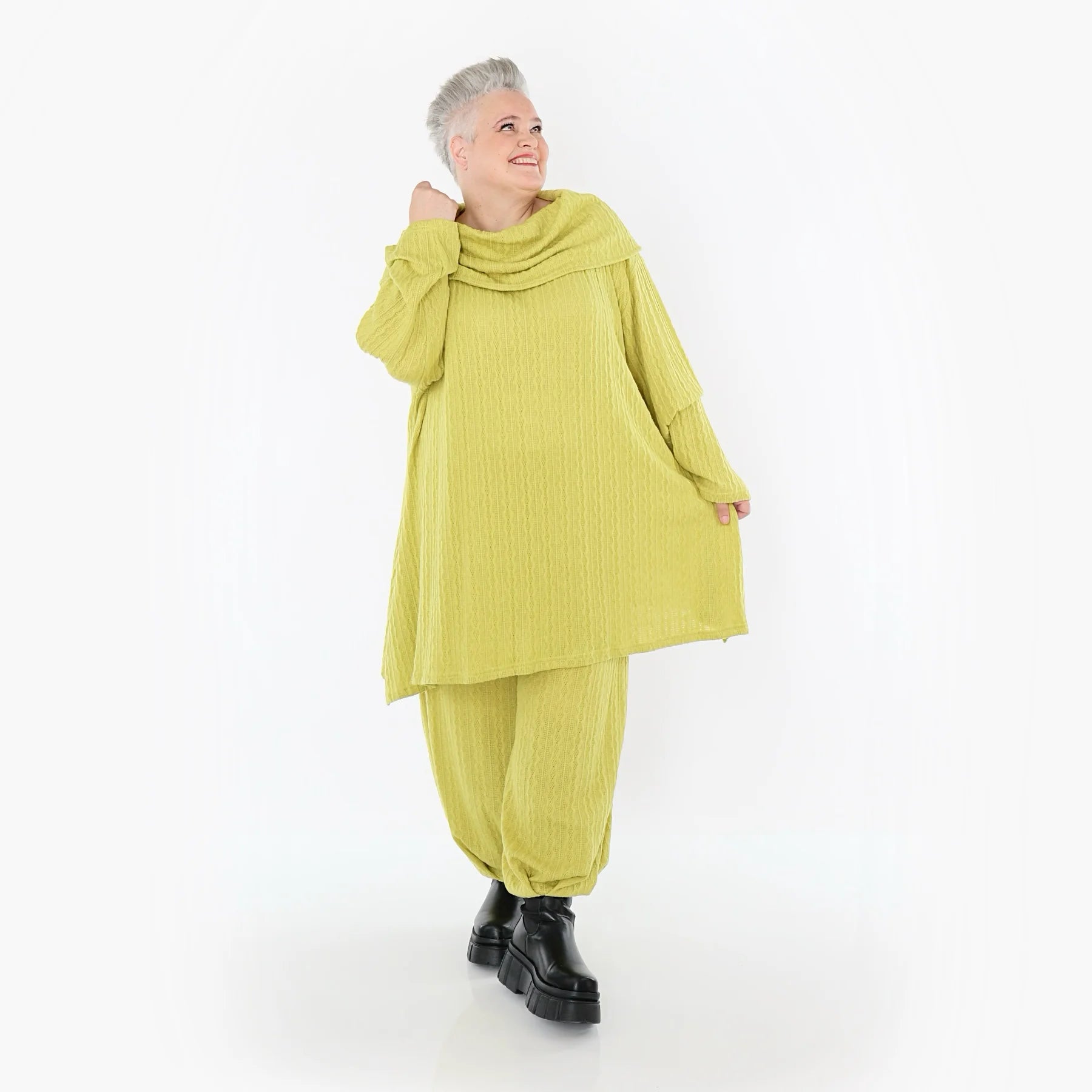  Ballonhose von AKH Fashion aus Materialmix, 1532.05920, Lime, Wellen, Ausgefallen, Zeitlos