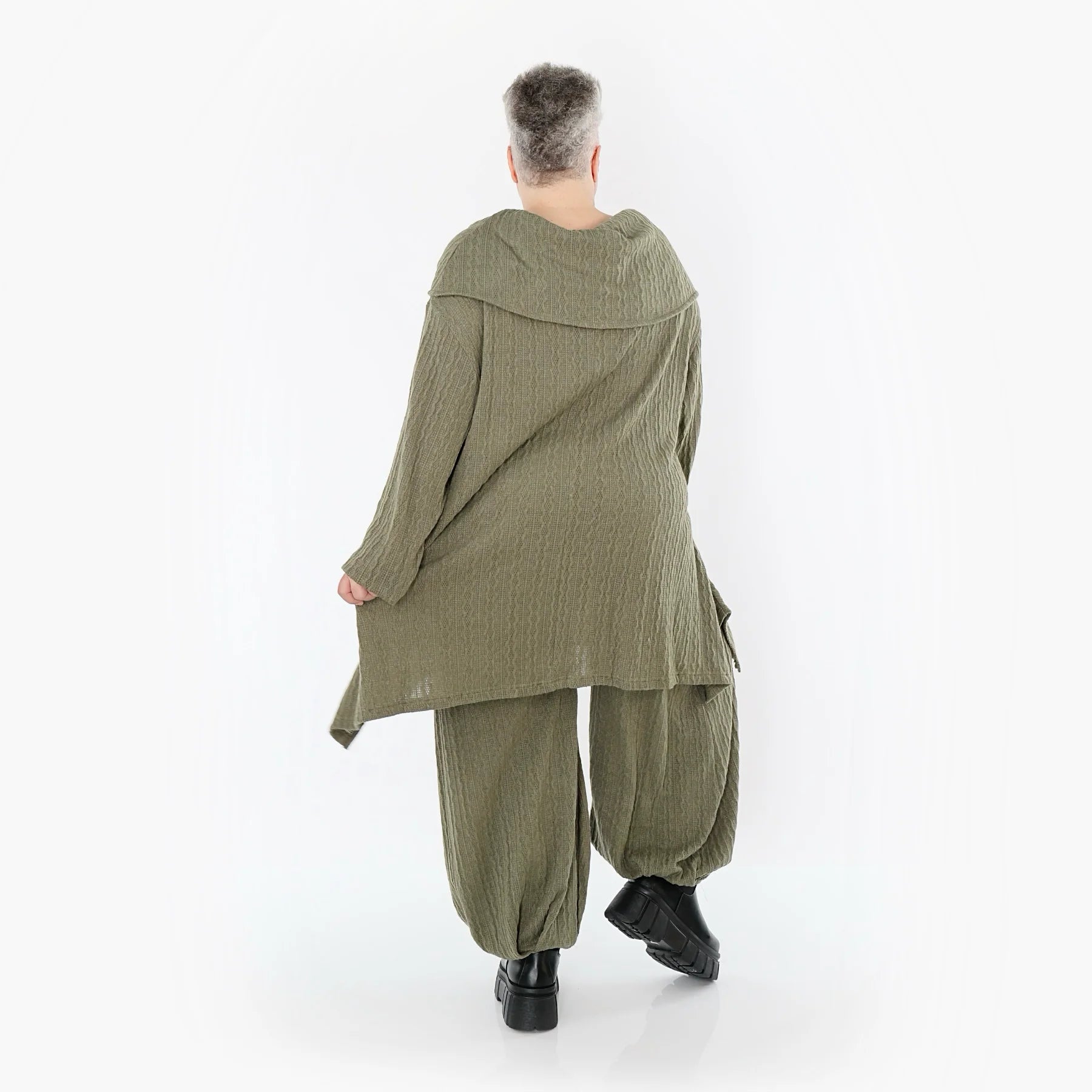  Ballonhose von AKH Fashion aus Materialmix, 1532.05920, Olive, Wellen, Ausgefallen, Schick