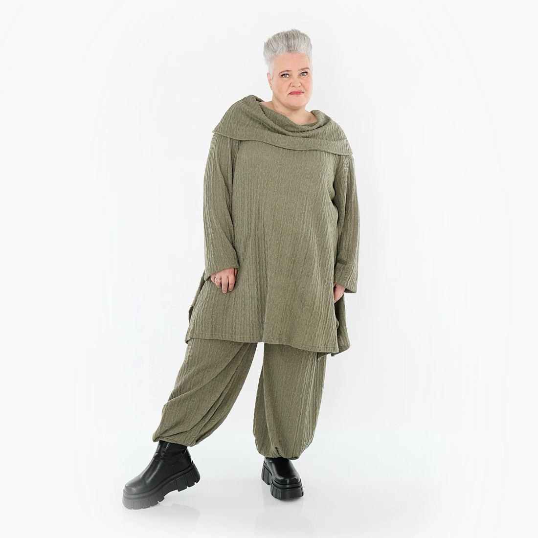 Ballonhose von AKH Fashion aus Materialmix, 1532.05920, Olive, Wellen, Ausgefallen, Schick