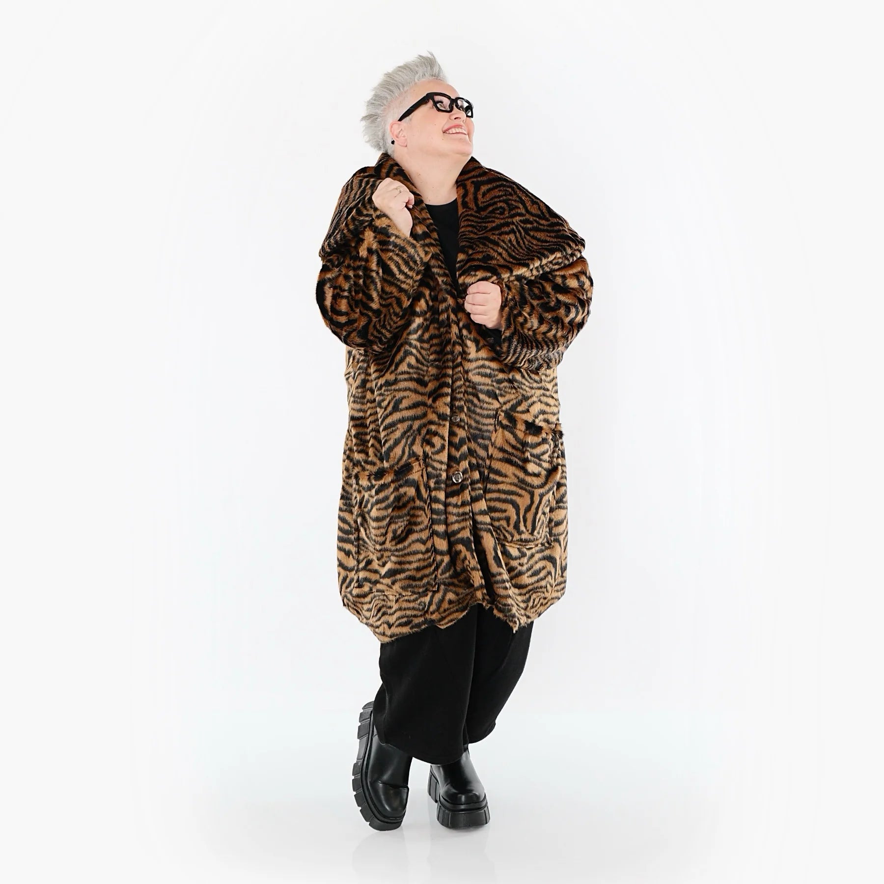  Ballonmantel von AKH Fashion aus Polyester, 1533.01776, Cognac/Schwarz, Zebra, Schick