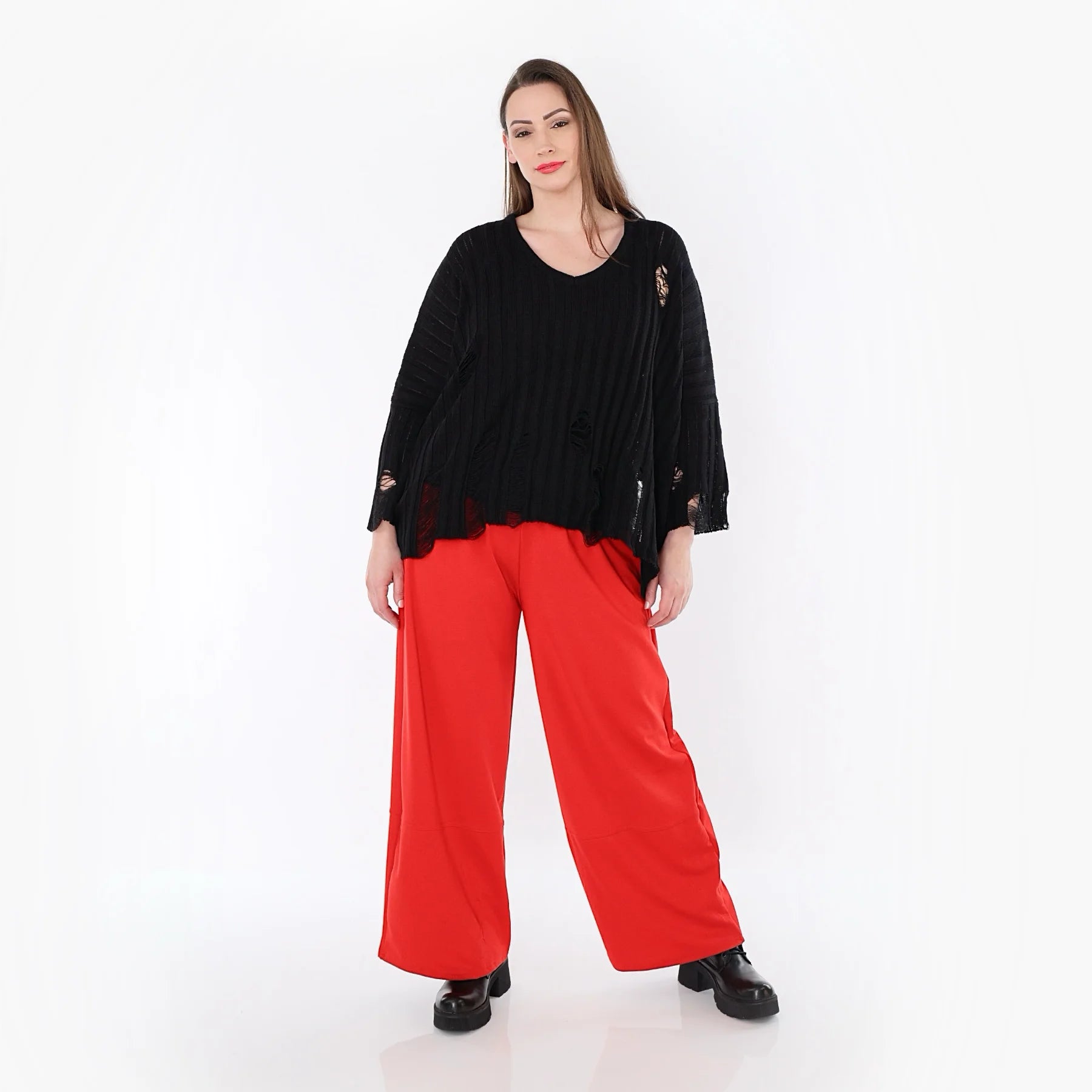  Marlene Hose von AKH Fashion aus Materialmix, 1536.00122, Rot, Ausgefallen, Zeitlos