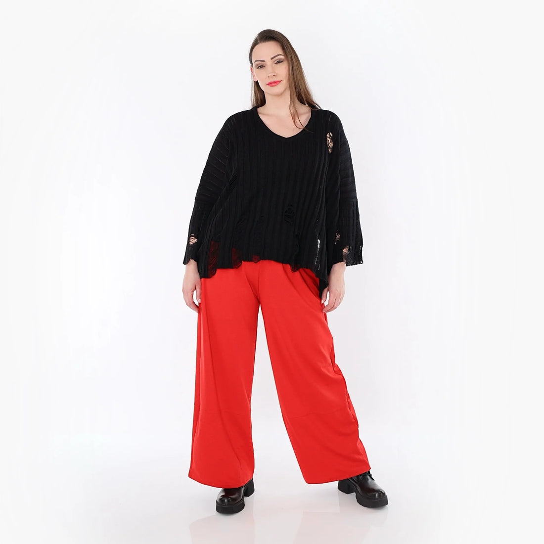  Marlene Hose von AKH Fashion aus Materialmix, 1536.00122, Rot, Ausgefallen, Zeitlos