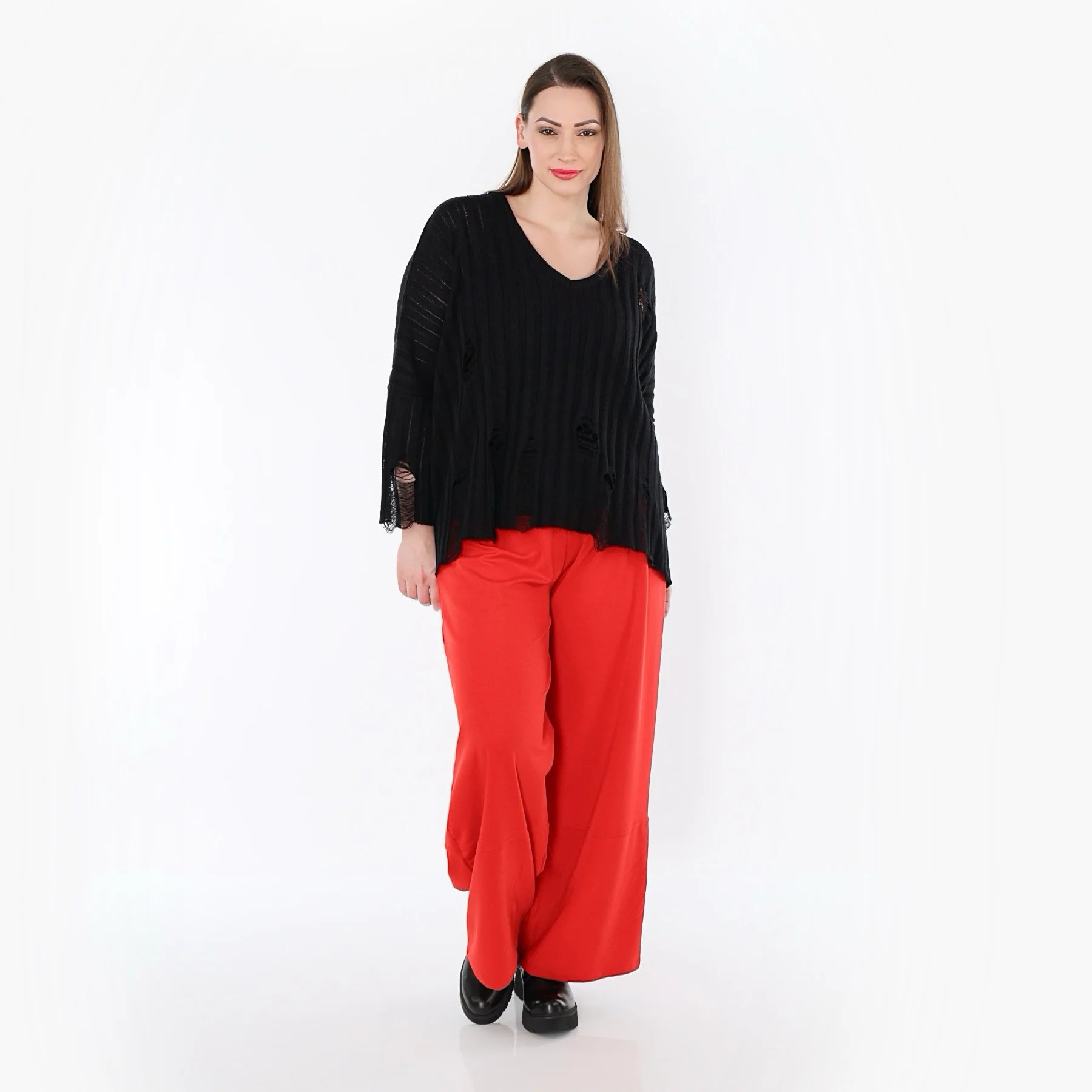  Marlene Hose von AKH Fashion aus Materialmix, 1536.00122, Rot, Ausgefallen, Zeitlos