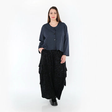  AKH Fashion Jacke in gerundeter Form, aus Baumwolle, 1539.00130, Azurblau, Punkte, Schick