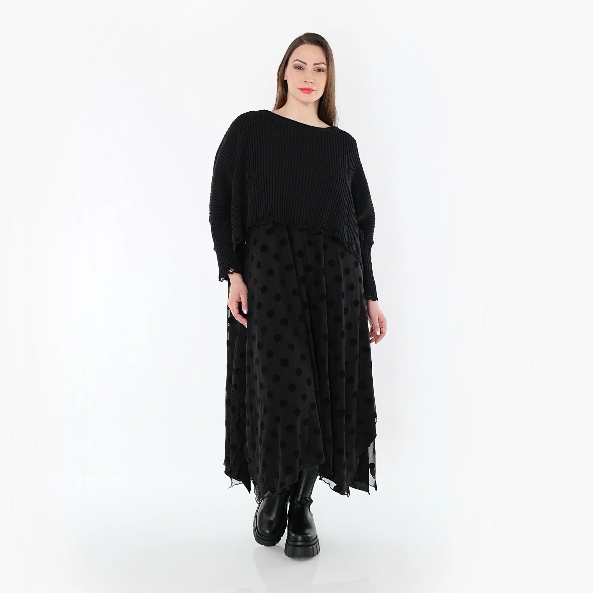  A-Form Tunika von AKH Fashion aus Polyester, 1544.05927, Schwarz, Punkte, Ausgefallen