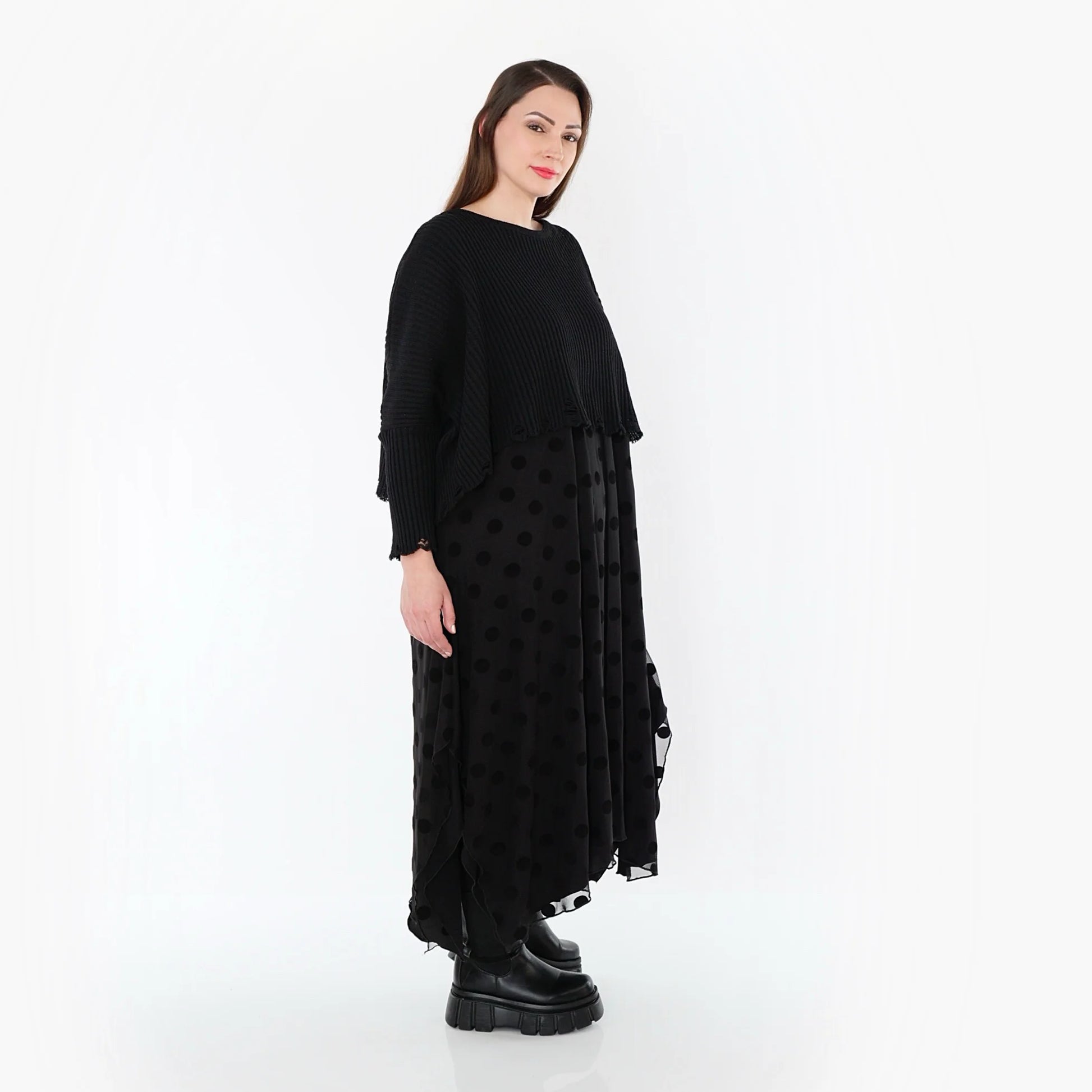  A-Form Tunika von AKH Fashion aus Polyester, 1544.05927, Schwarz, Punkte, Ausgefallen