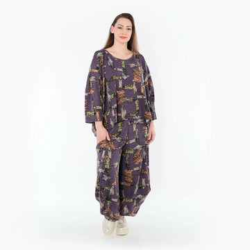  AKH Fashion Überwurf in kastiger Form, aus Materialmix, 1548.03018, Violett/Multi, Schick