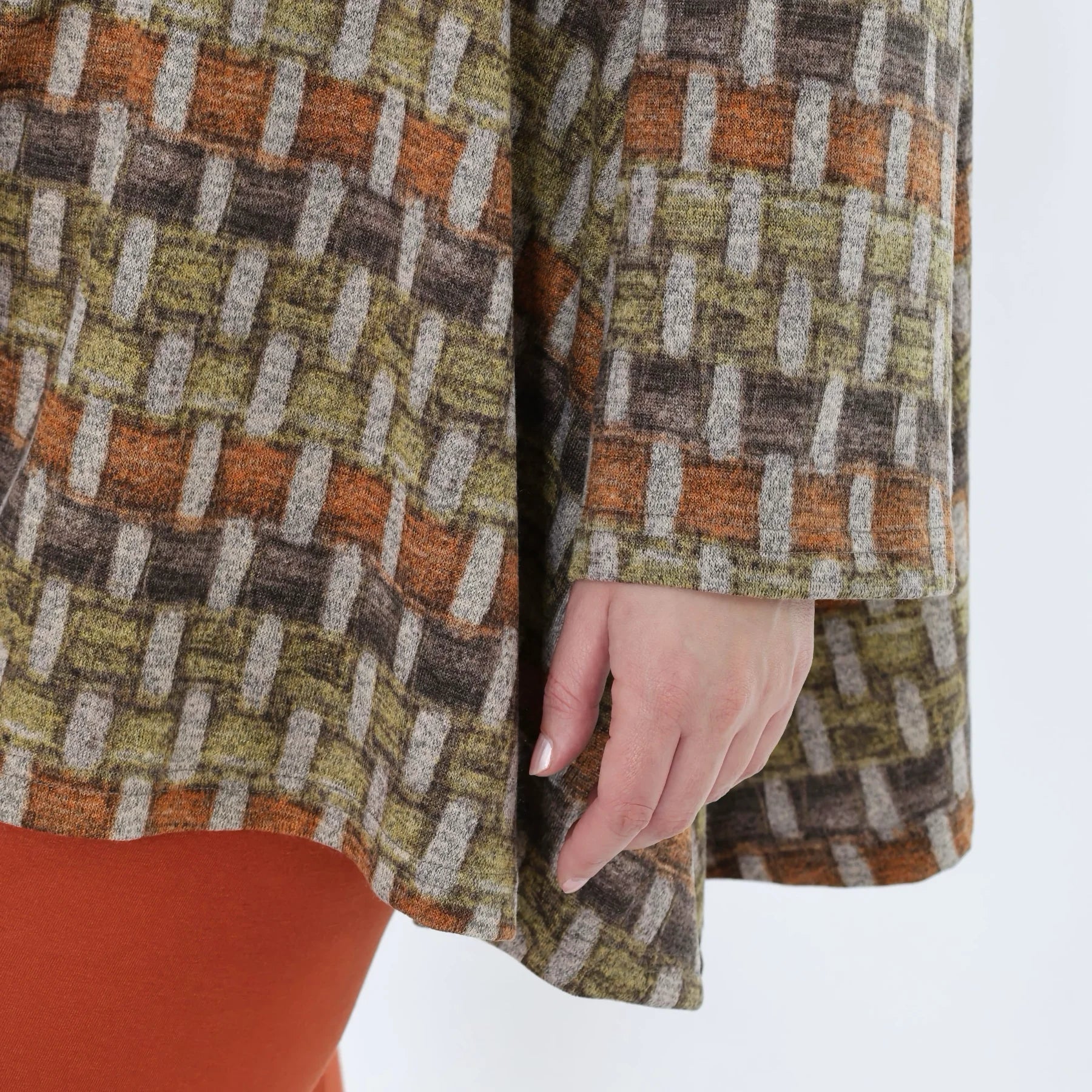  A-Form Bigshirt von AKH Fashion aus Materialmix, 1550.00593, Grau/Orange/Grün, Blockstreifen