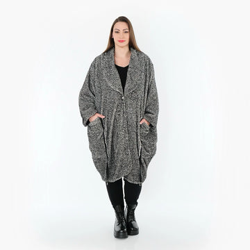  Ballonmantel von AKH Fashion aus Materialmix, 1551.07164, Schwarz/Weiß, Meliert, Schick