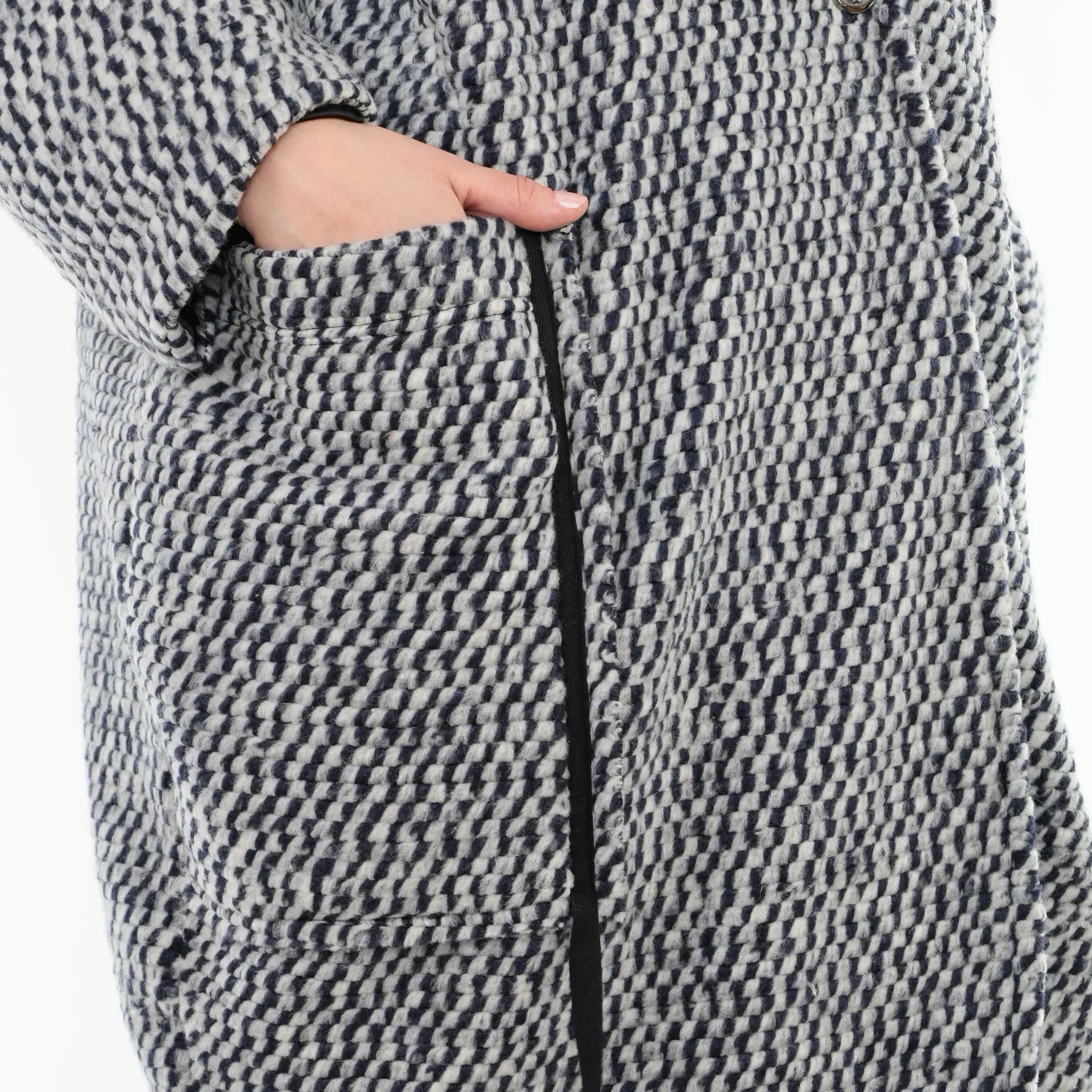  Ballonmantel von AKH Fashion aus Materialmix, 1554.07164, Grau/Blau, Kariert, Ausgefallen