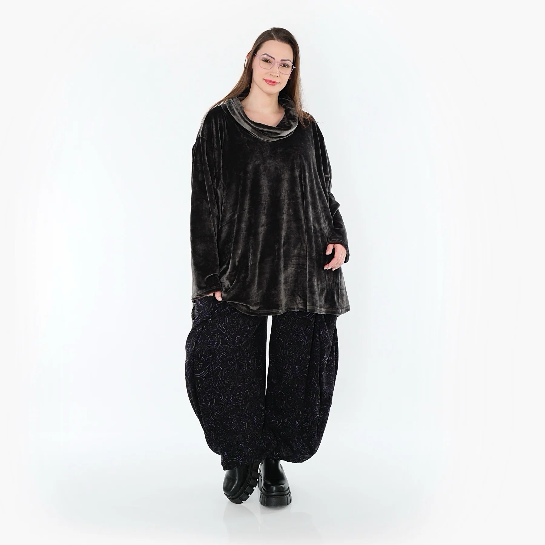  A-Form Bigshirt von AKH Fashion aus Materialmix, 1555.0593R, Anthrazit, Ausgefallen, Zeitlos