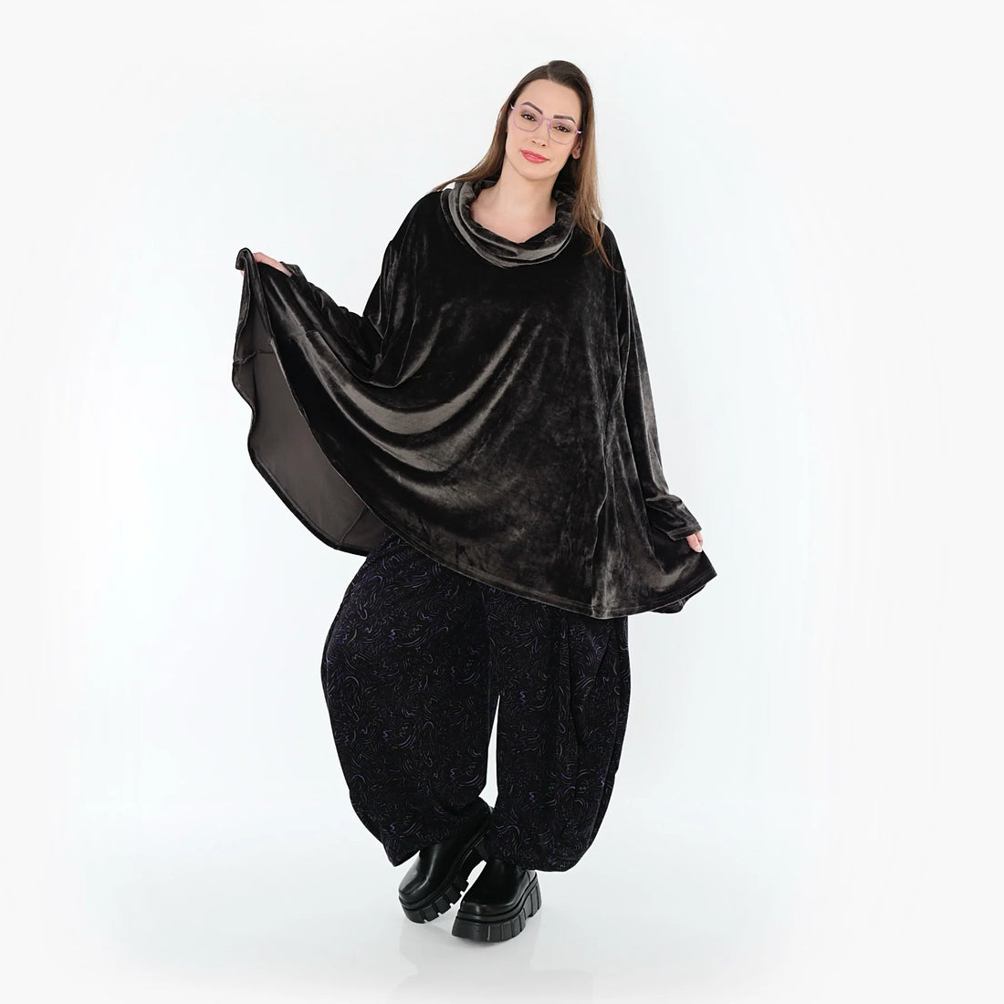  A-Form Bigshirt von AKH Fashion aus Materialmix, 1555.0593R, Anthrazit, Ausgefallen, Zeitlos