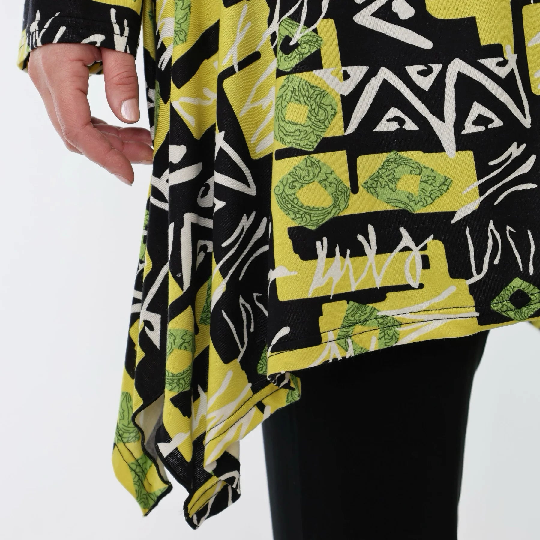  A-Form Bigshirt von AKH Fashion aus Viskose, 1556.03371, Gelb/Multi, Abstrakt, Ausgefallen