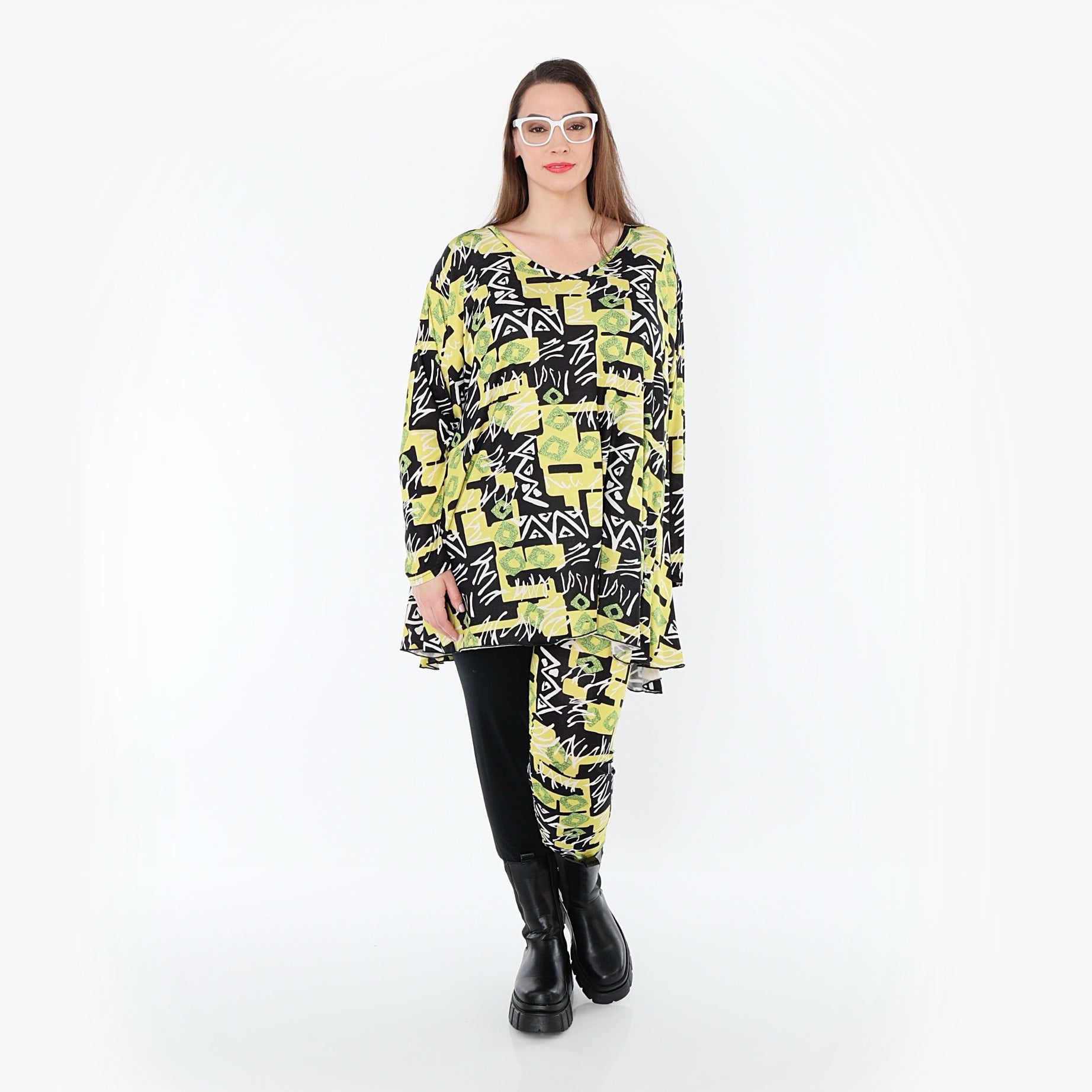  AKH Fashion Leggings in gerader Form, aus Viskose, 1556.0P100, Gelb/Multi, Abstrakt