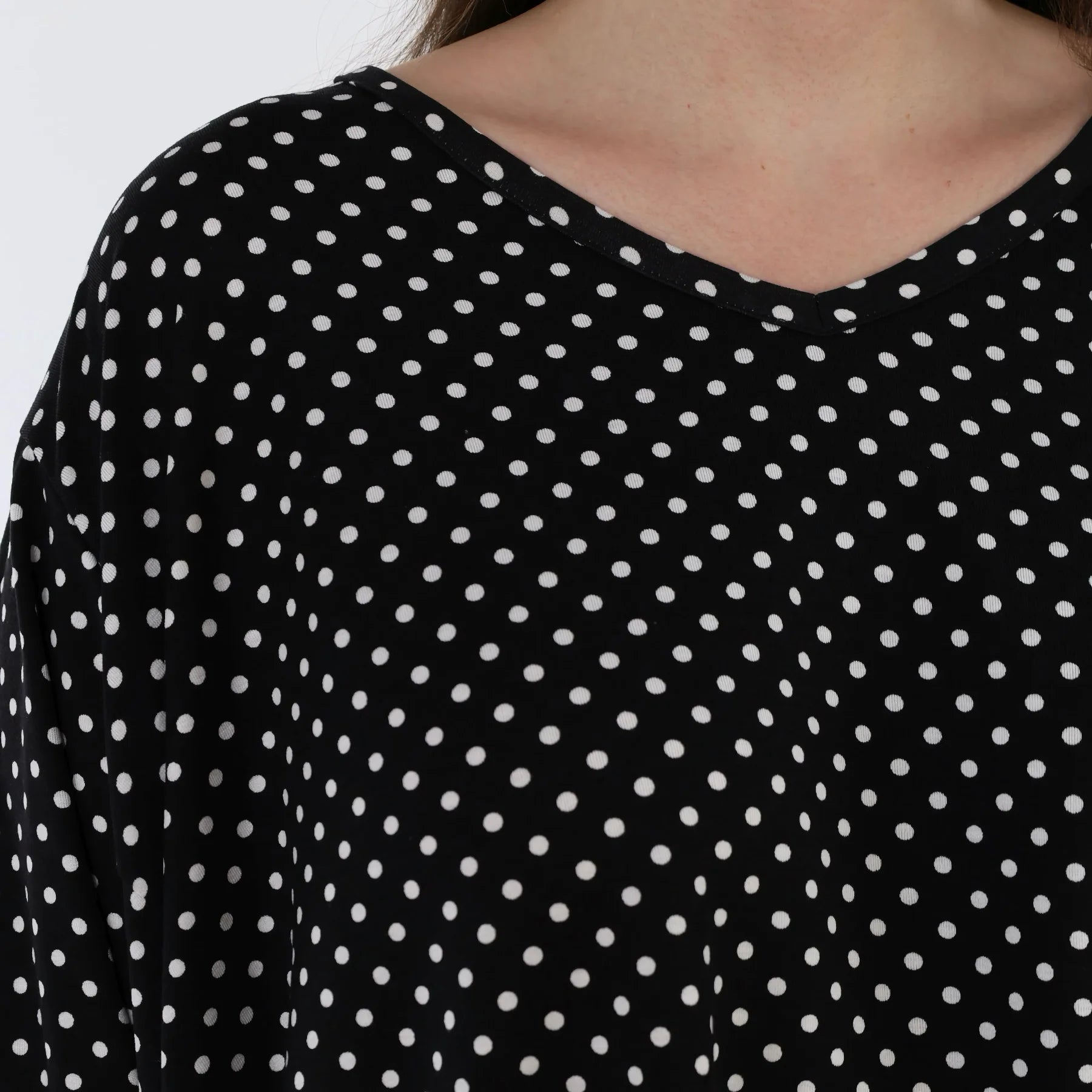  A-Form Bigshirt von AKH Fashion aus Viskose, 1557.00593, Schwarz/Weiß, Punkte, Ausgefallen