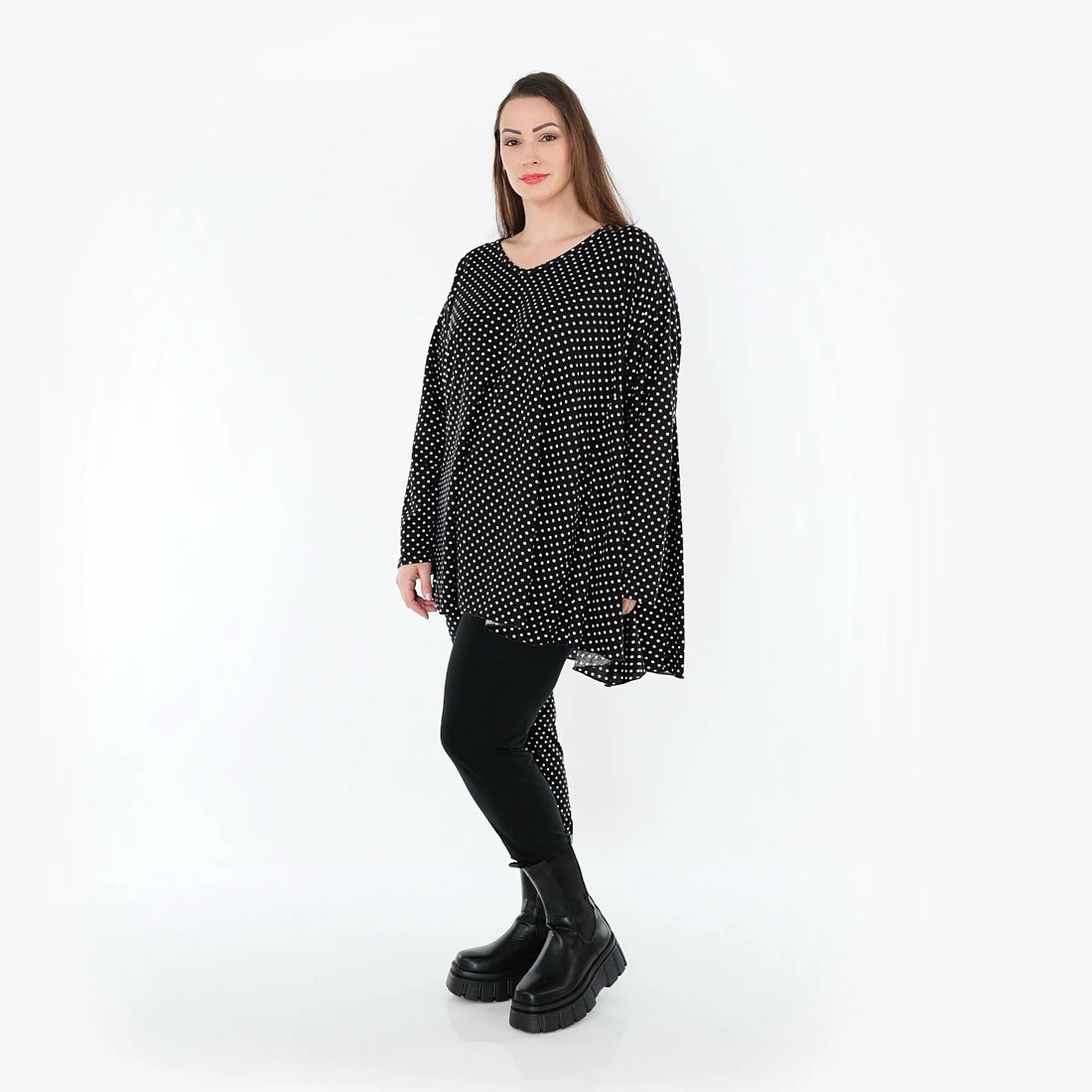  AKH Fashion Leggings in gerader Form, aus Viskose, 1557.0P100, Schwarz/Weiß, Punkte