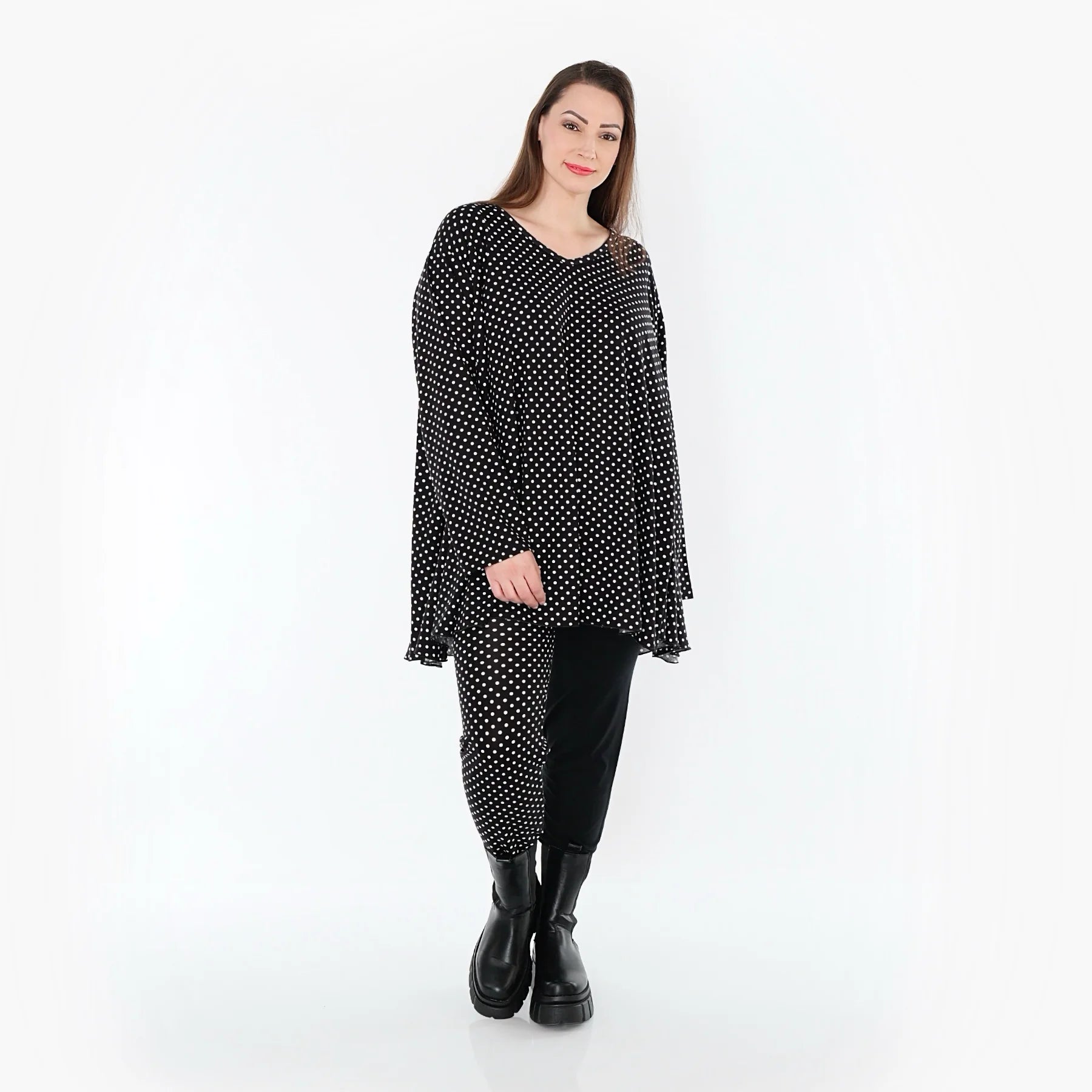  AKH Fashion Leggings in gerader Form, aus Viskose, 1557.0P100, Schwarz/Weiß, Punkte