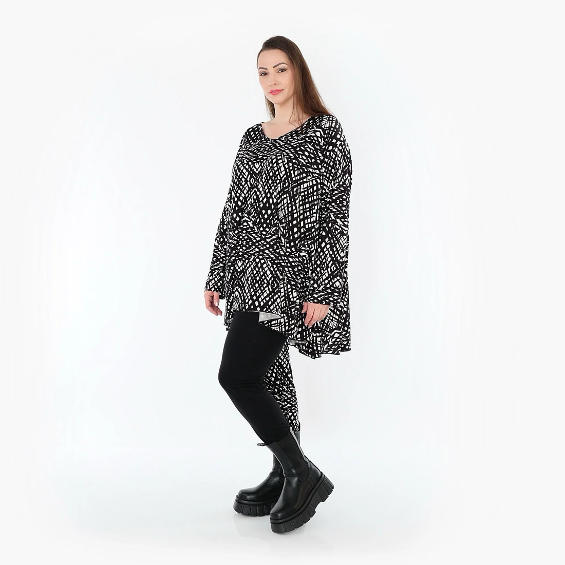  AKH Fashion Leggings in gerader Form, aus Viskose, 1560.0P100, Schwarz/Weiß, Abstrakt