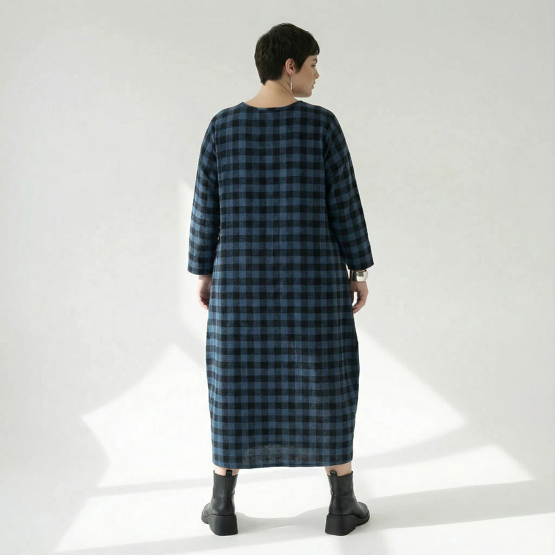  Ballonkleid von AKH Fashion aus Polyester, 1562.01926, Blau/Schwarz, Kariert, Ausgefallen