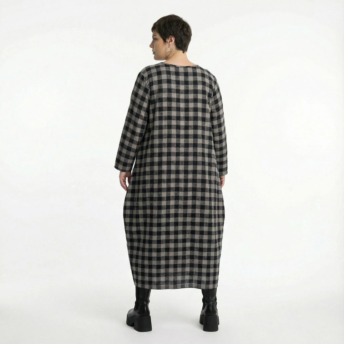  Ballonkleid von AKH Fashion aus Polyester, 1562.01926, Grau/Schwarz, Kariert, Ausgefallen