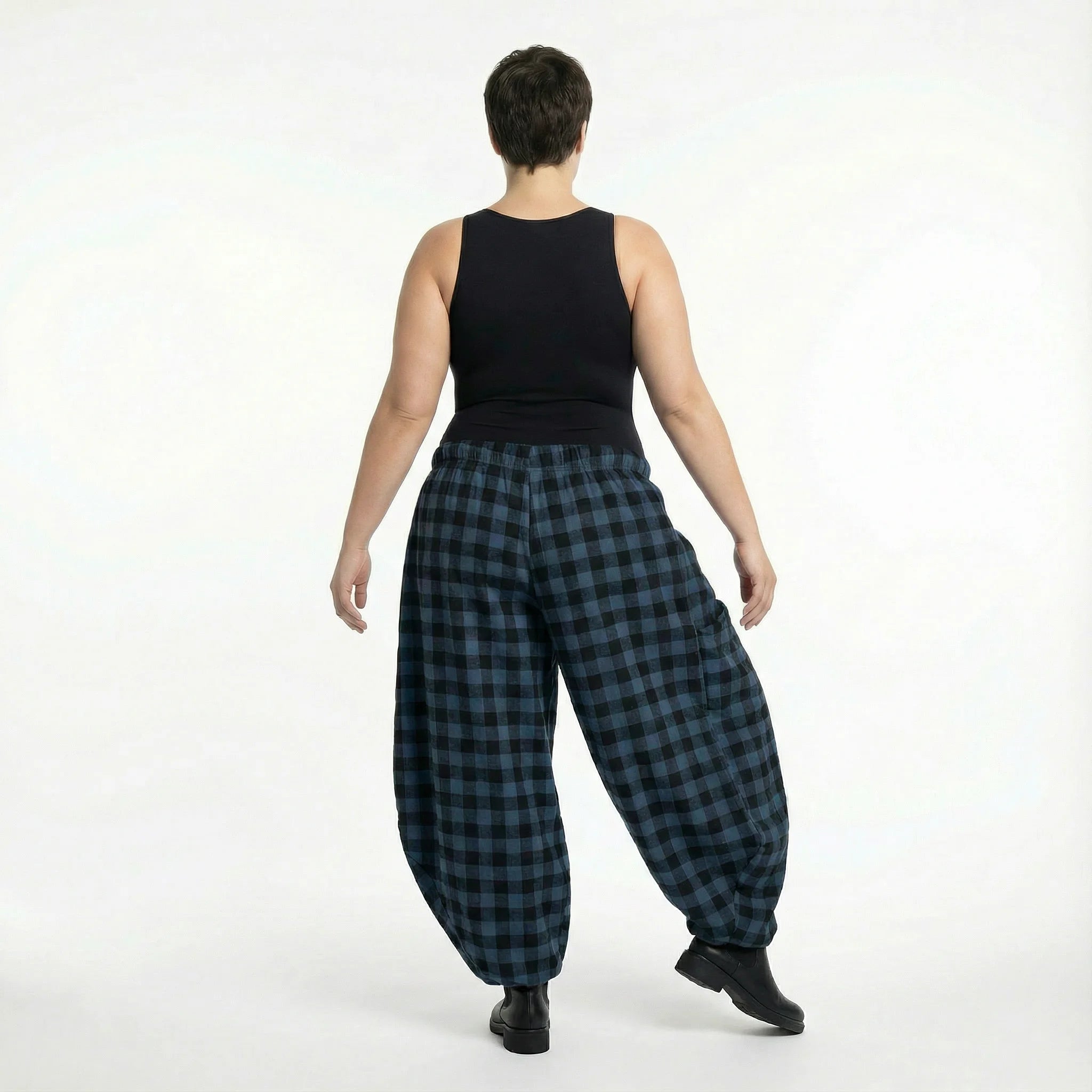  Ballonhose von AKH Fashion aus Polyester, 1562.08069, Blau/Schwarz, Kariert, Ausgefallen