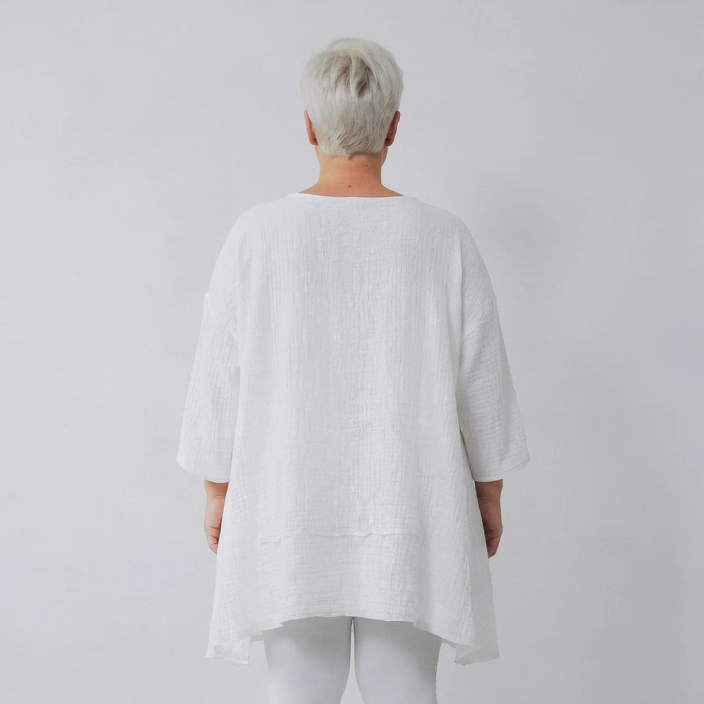 A-Form Bigshirt von AKH Fashion aus Baumwolle, 1573.05593, Weiß, Kariert, Ausgefallen, Schick