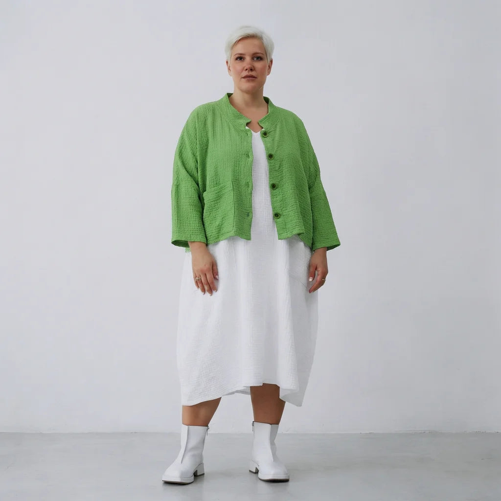 AKH Fashion Jacke in kastiger Form, aus Baumwolle, 1573.06929, Grün, Kariert, Ausgefallen