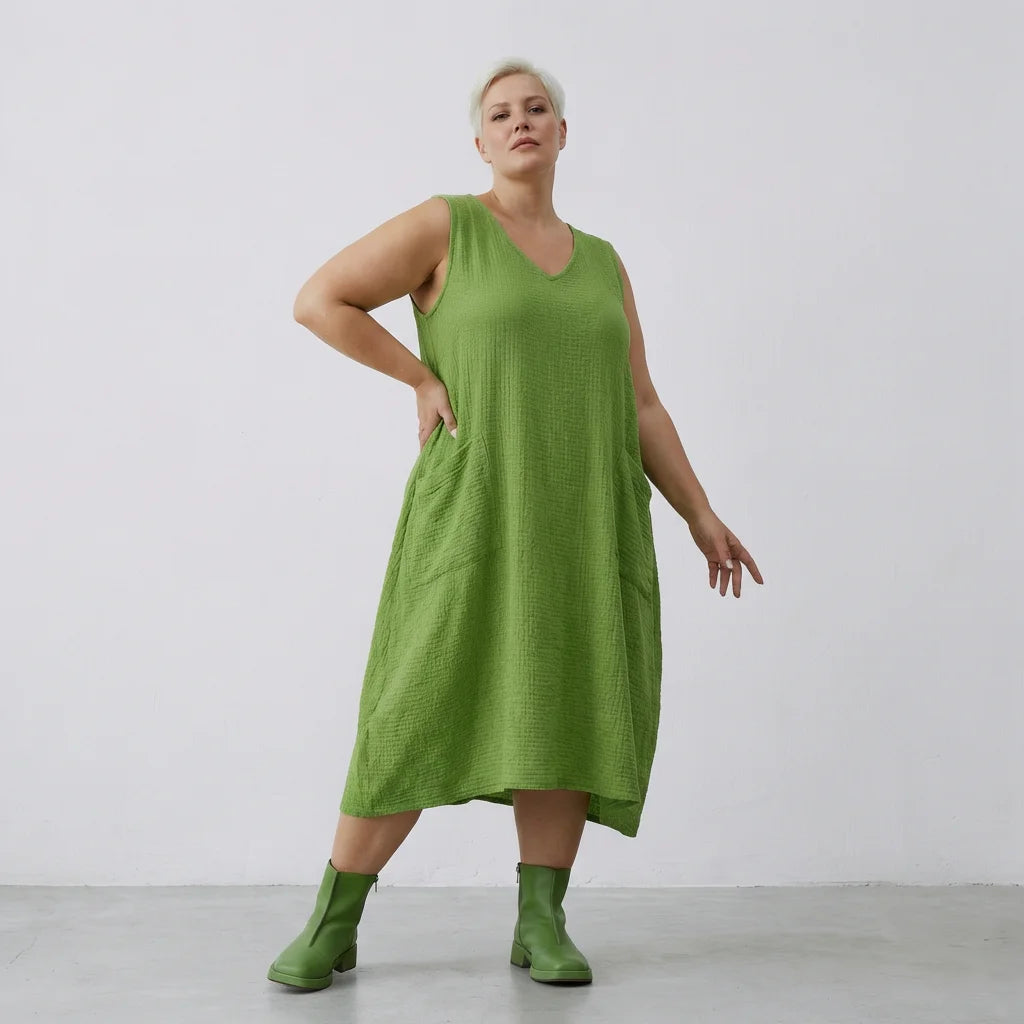 Ballonkleid von AKH Fashion aus Baumwolle, 1573.07118, Grün, Kariert, Ausgefallen, Zeitlos