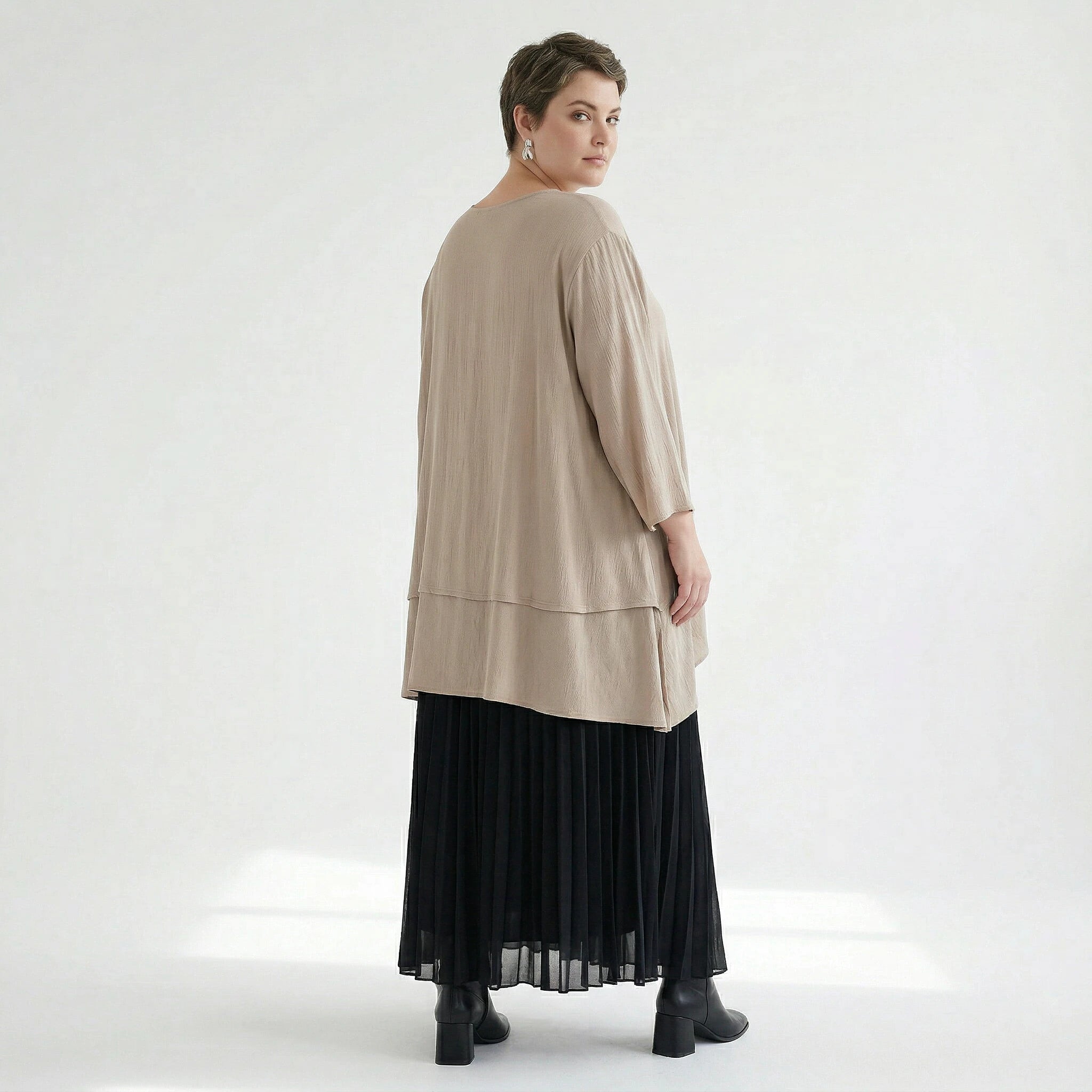 A-Form Bigshirt von AKH Fashion aus Viskose, 1576.05593, Beige, Ausgefallen, Zeitlos, Schick