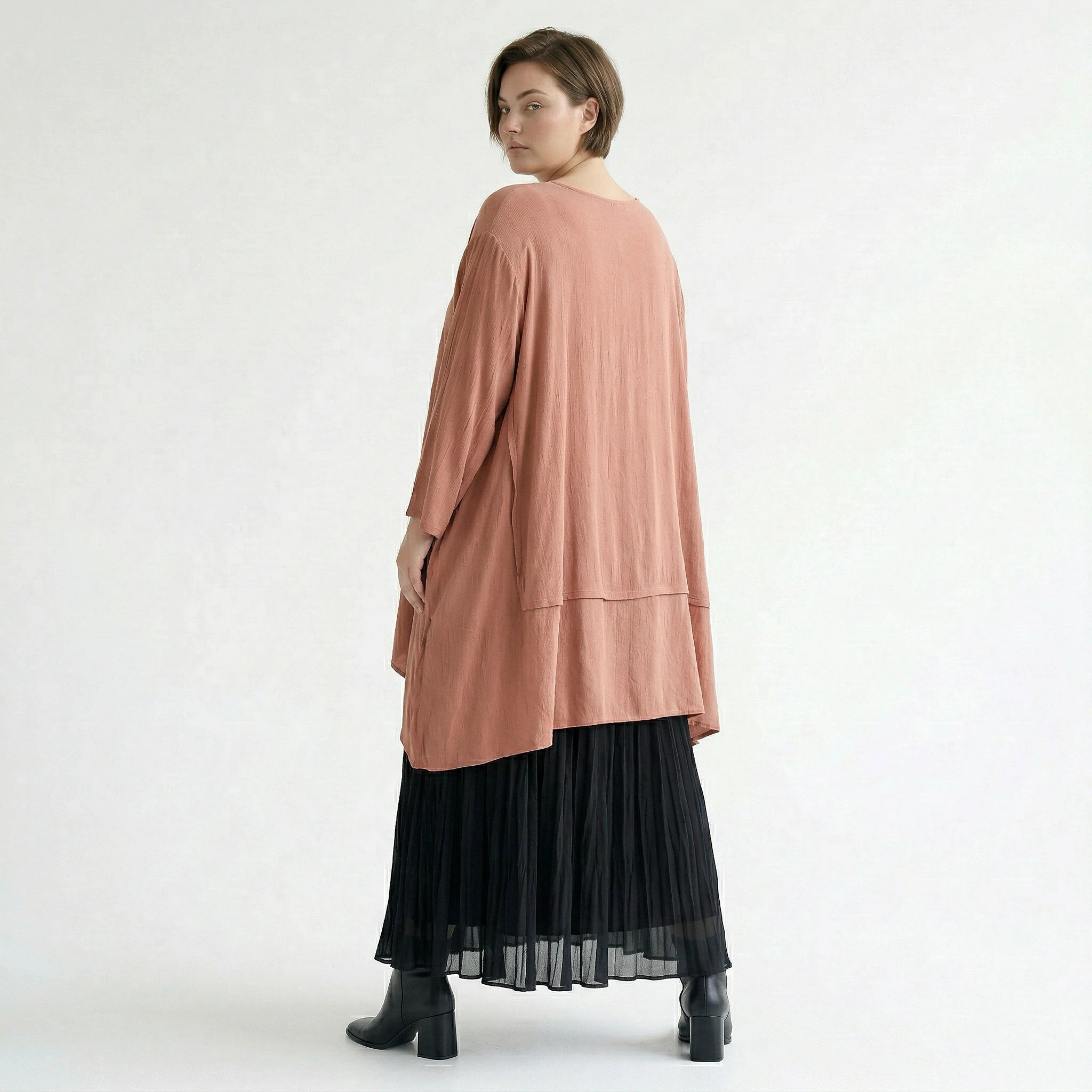 A-Form Bigshirt von AKH Fashion aus Viskose, 1576.05593, Mauve, Ausgefallen, Zeitlos, Schick