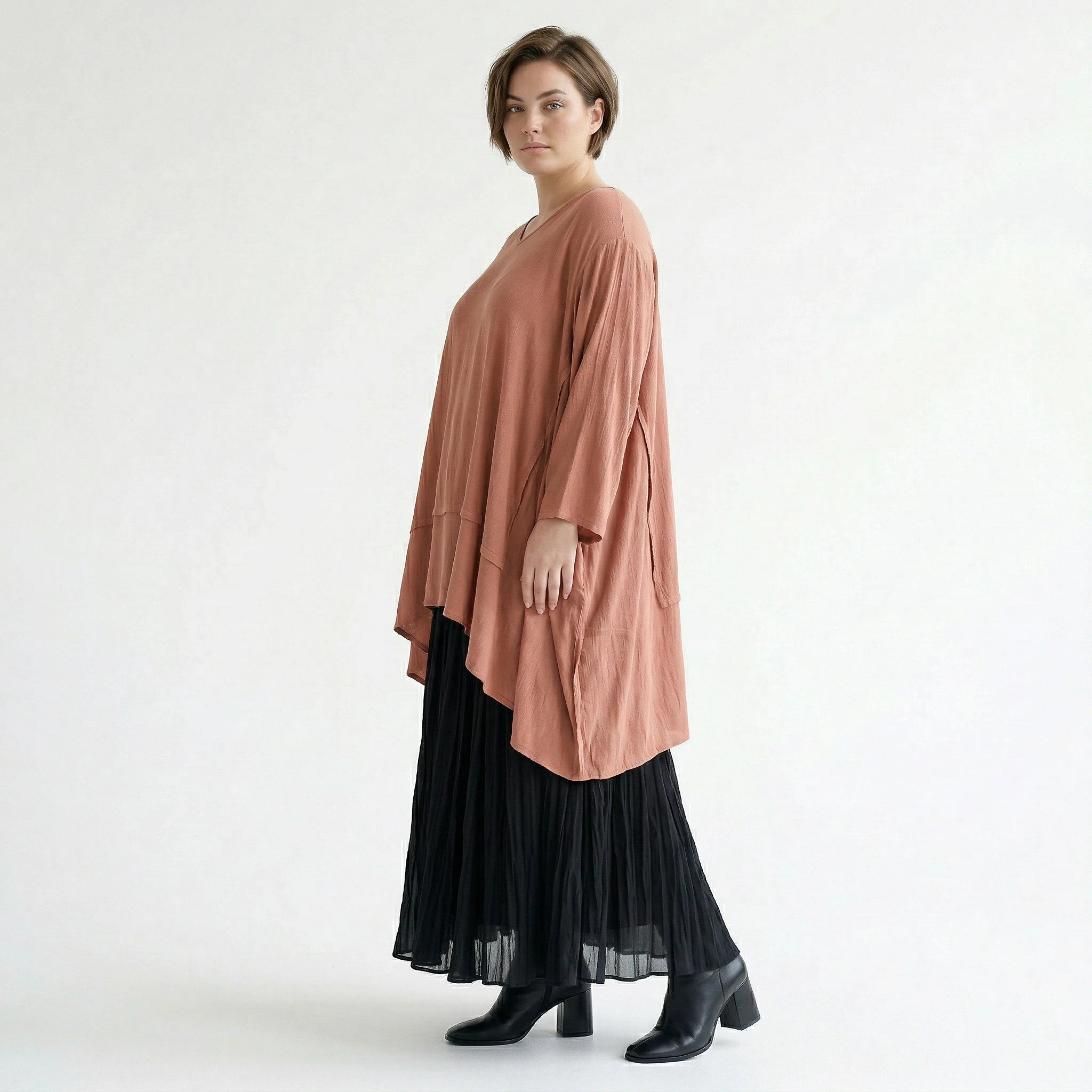 A-Form Bigshirt von AKH Fashion aus Viskose, 1576.05593, Mauve, Ausgefallen, Zeitlos, Schick