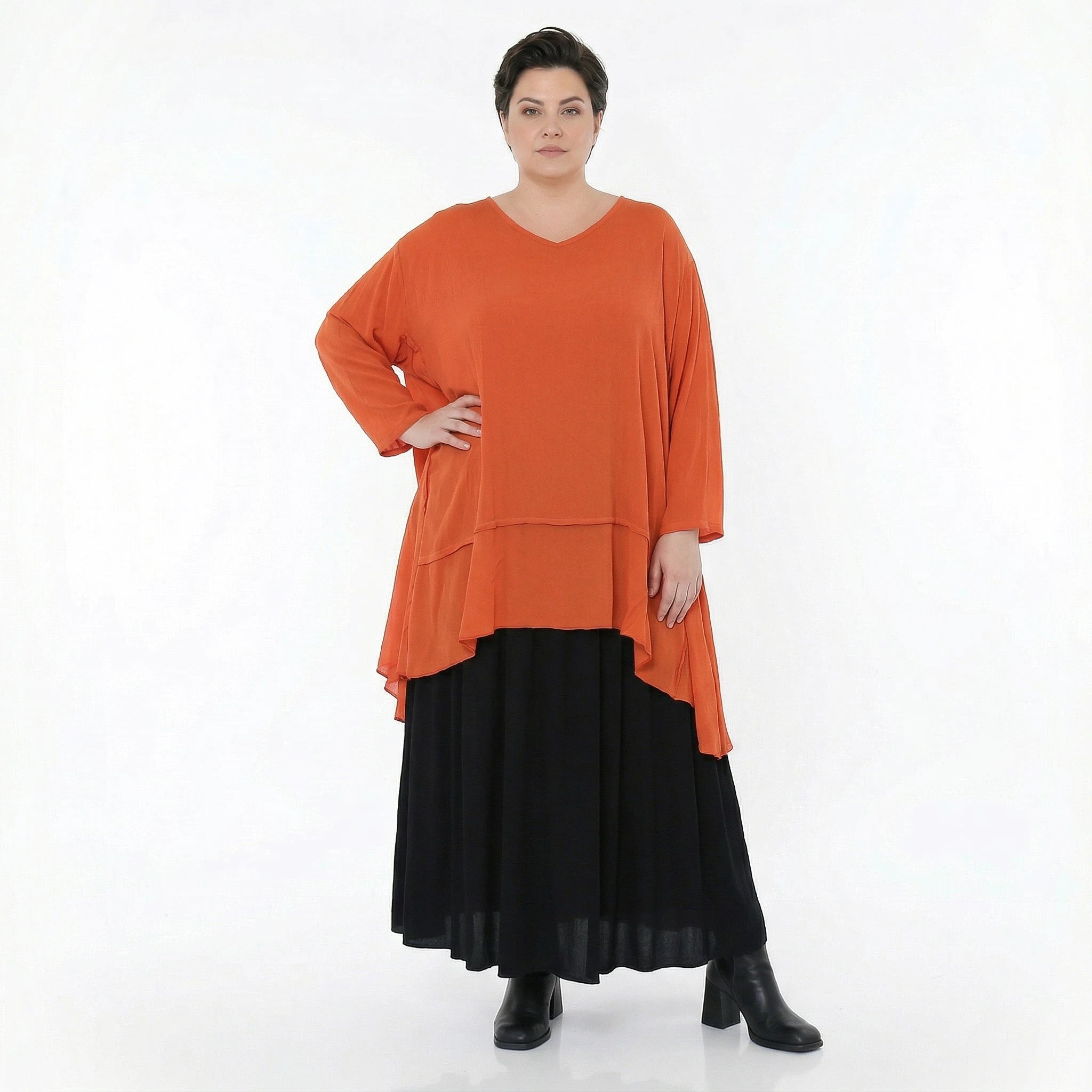A-Form Bigshirt von AKH Fashion aus Viskose, 1576.05593, Orange, Ausgefallen, Zeitlos, Schick