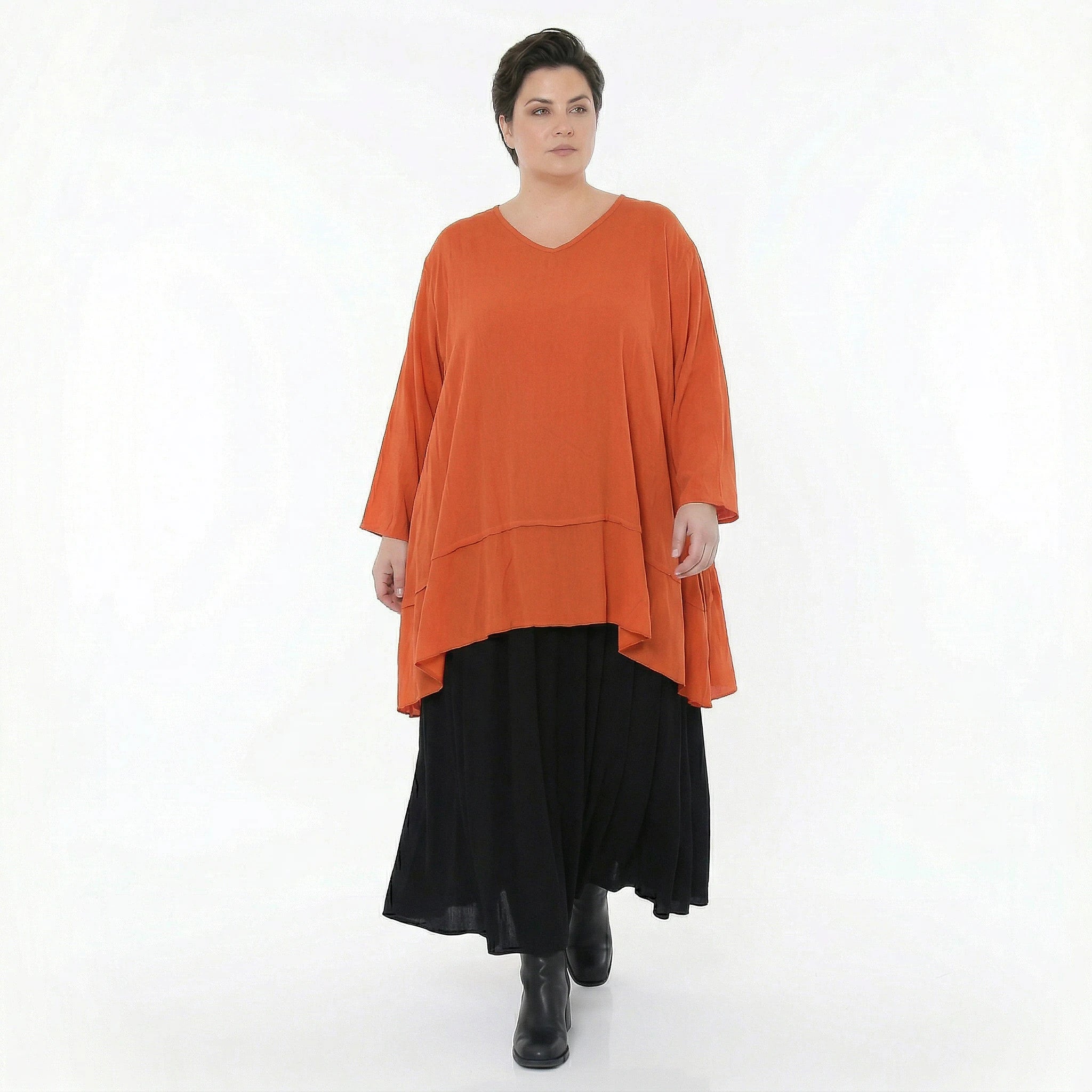 A-Form Bigshirt von AKH Fashion aus Viskose, 1576.05593, Orange, Ausgefallen, Zeitlos, Schick
