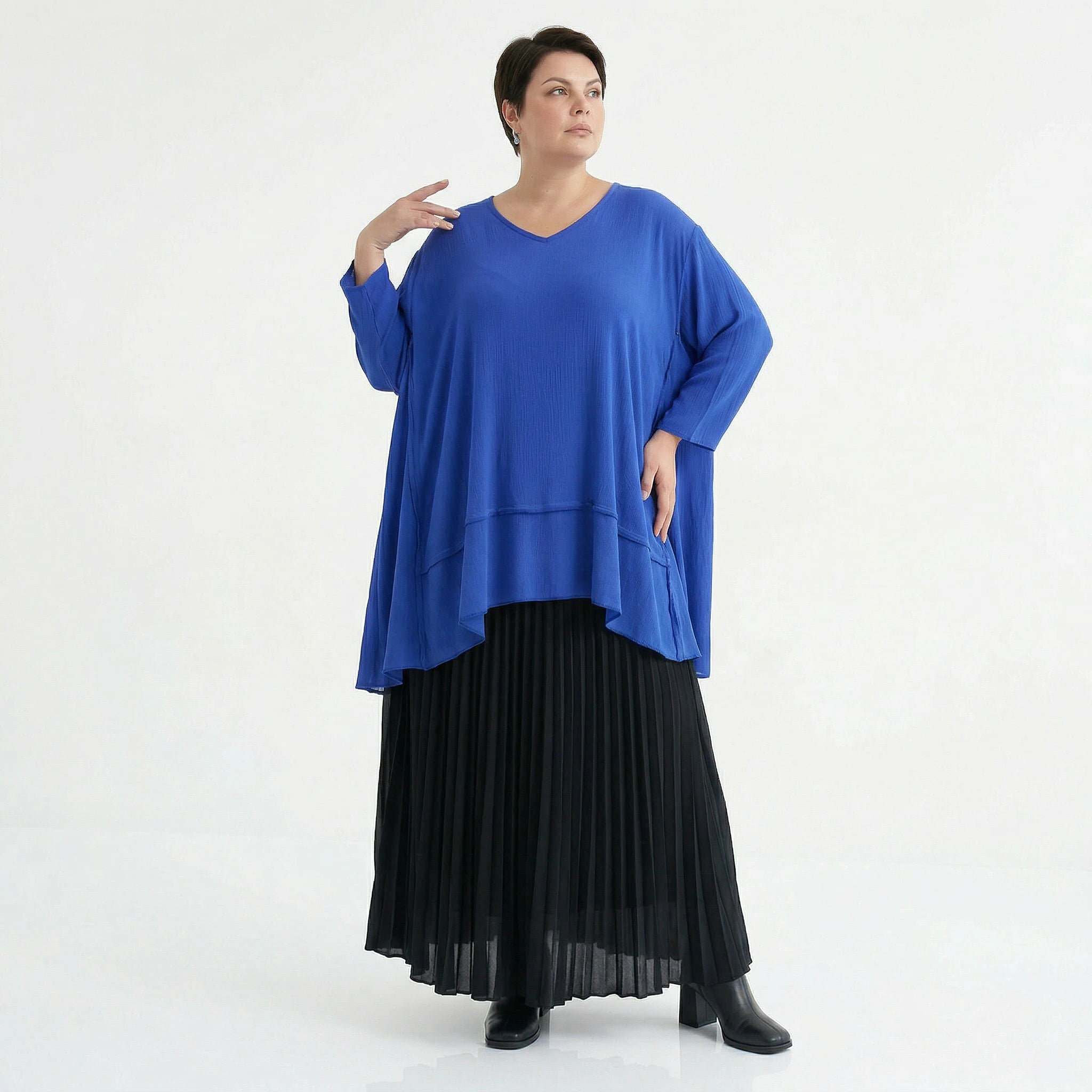 A-Form Bigshirt von AKH Fashion aus Viskose, 1576.05593, Royalblau, Ausgefallen, Zeitlos