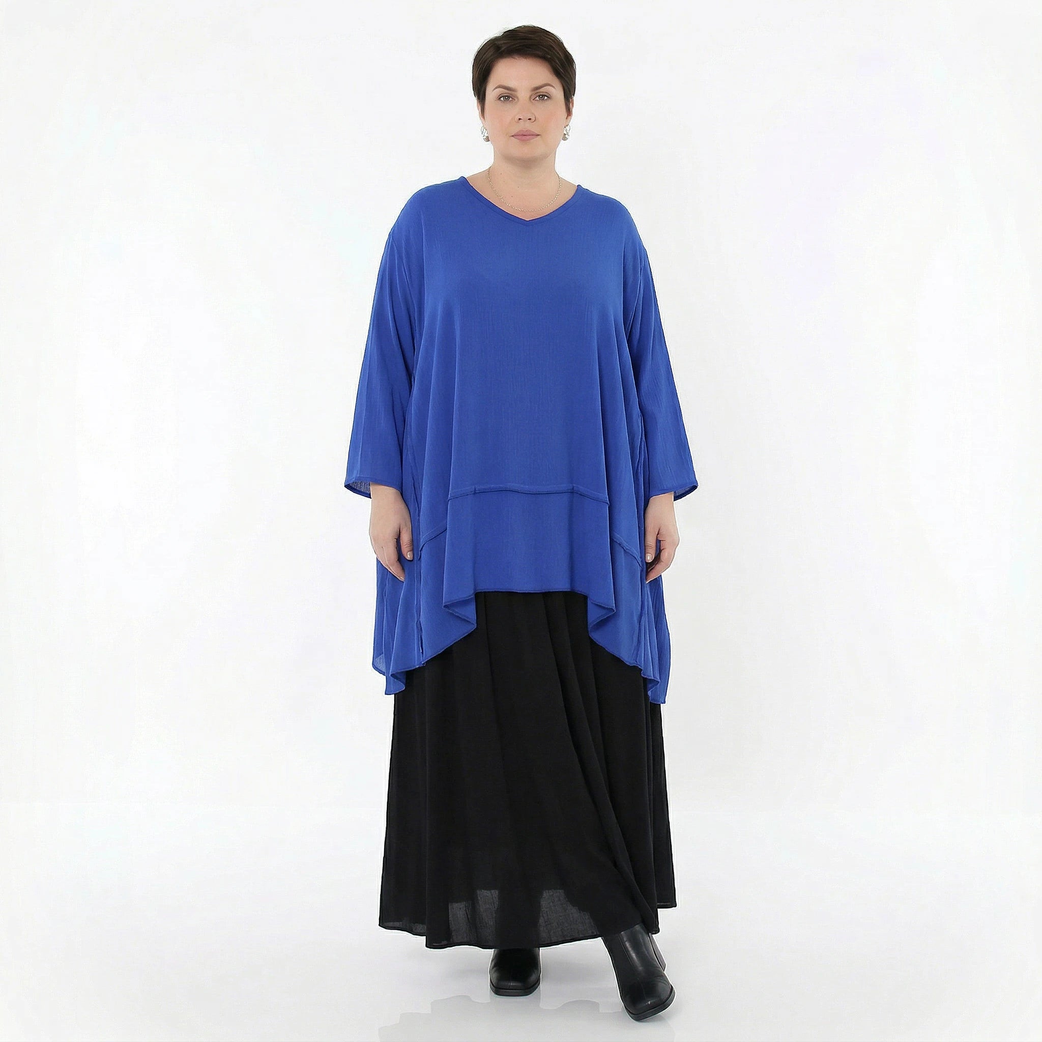 A-Form Bigshirt von AKH Fashion aus Viskose, 1576.05593, Royalblau, Ausgefallen, Zeitlos