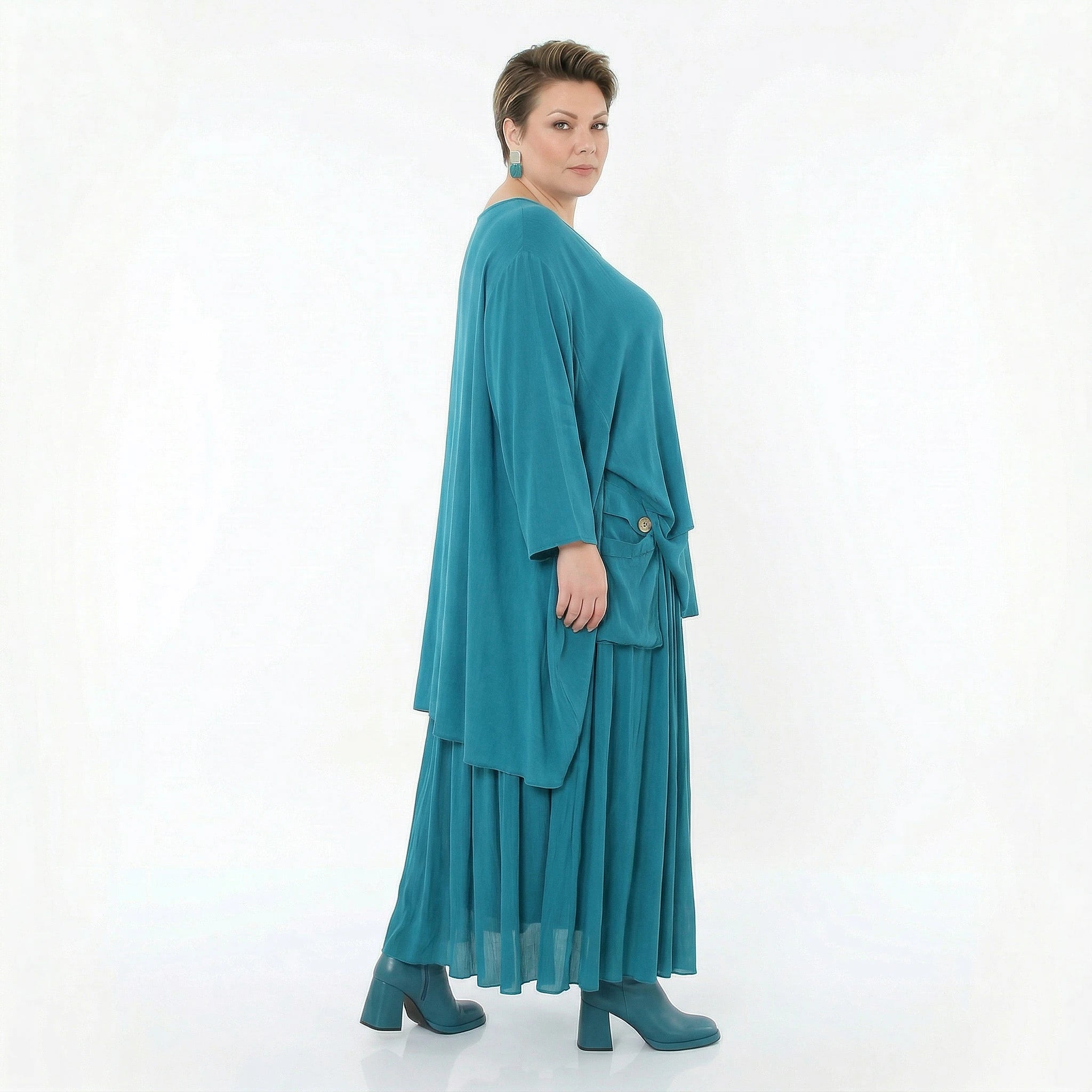 A-Form Rock von AKH Fashion aus Viskose, 1576.07186, Petrol, Ausgefallen, Zeitlos, Schick