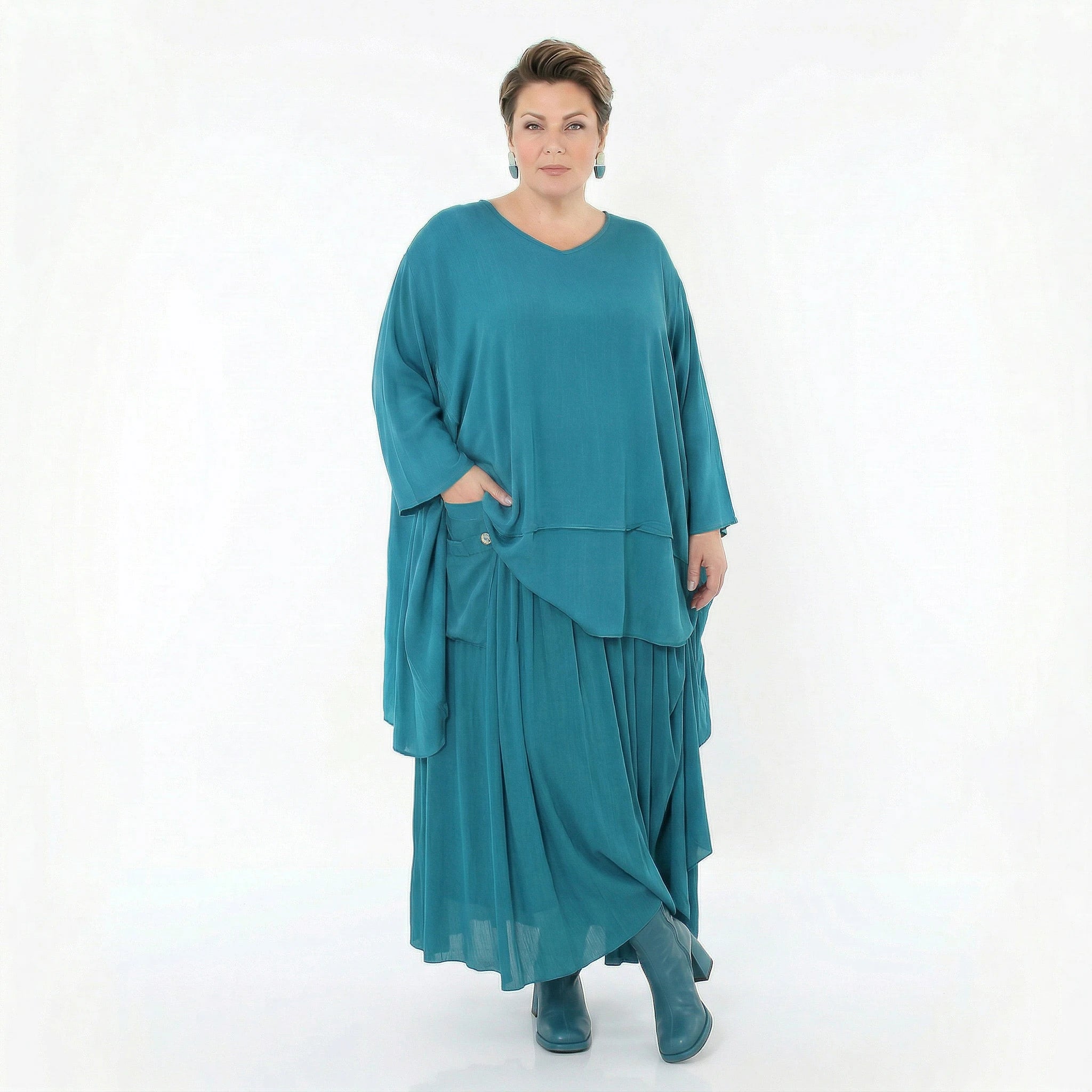 A-Form Rock von AKH Fashion aus Viskose, 1576.07186, Petrol, Ausgefallen, Zeitlos, Schick