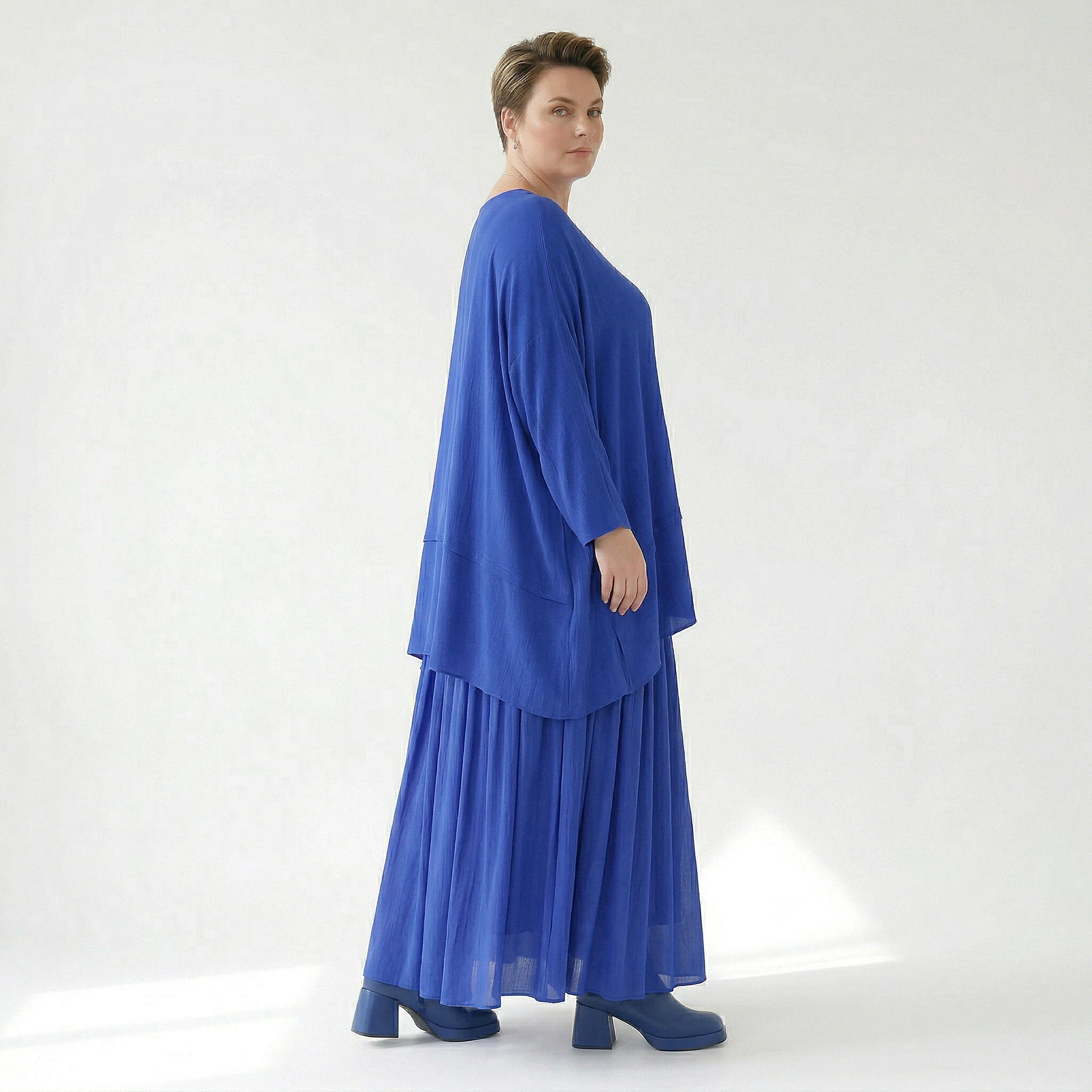 A-Form Rock von AKH Fashion aus Viskose, 1576.07186, Royalblau, Ausgefallen, Zeitlos