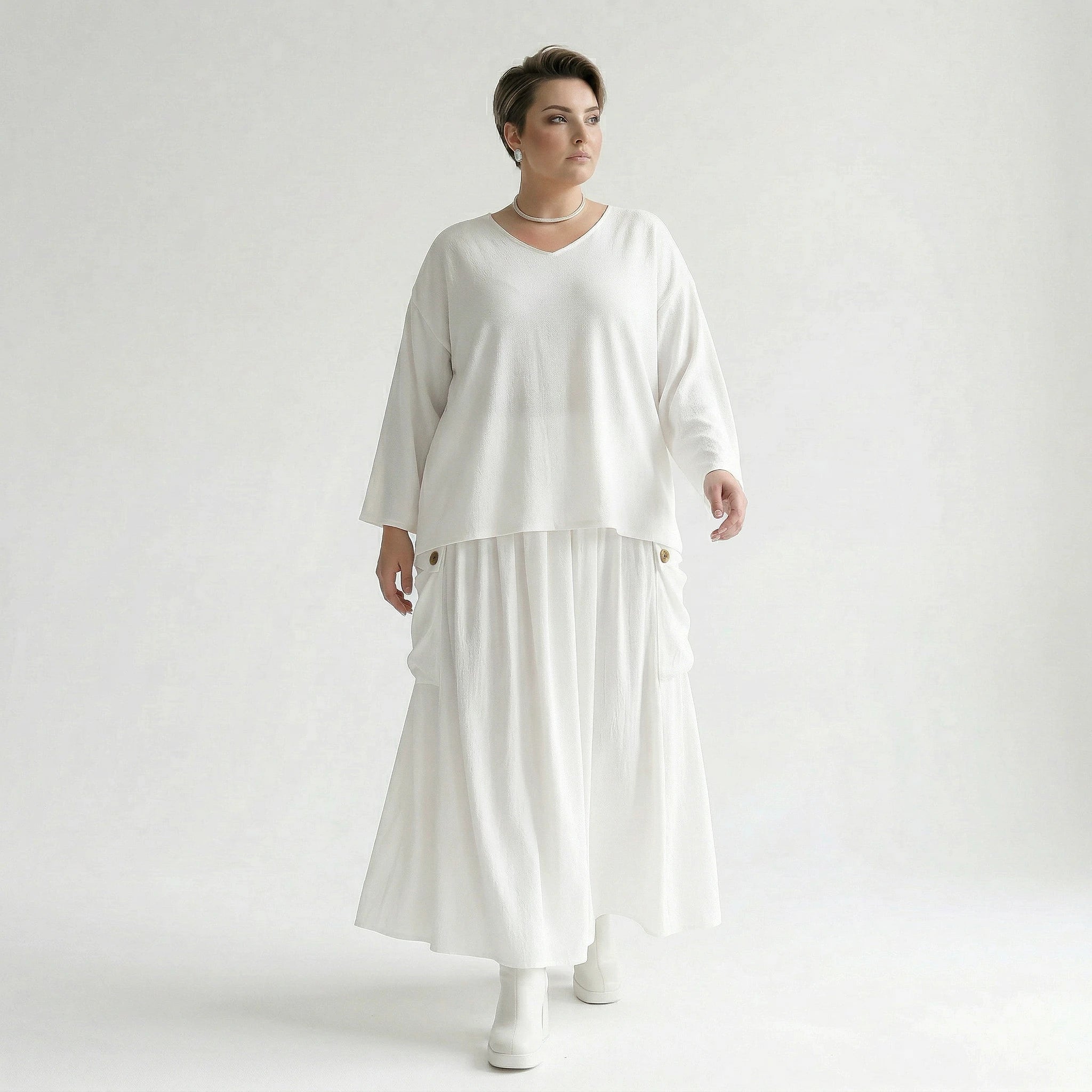 A-Form Rock von AKH Fashion aus Viskose, 1576.07186, Weiß, Ausgefallen, Zeitlos, Schick