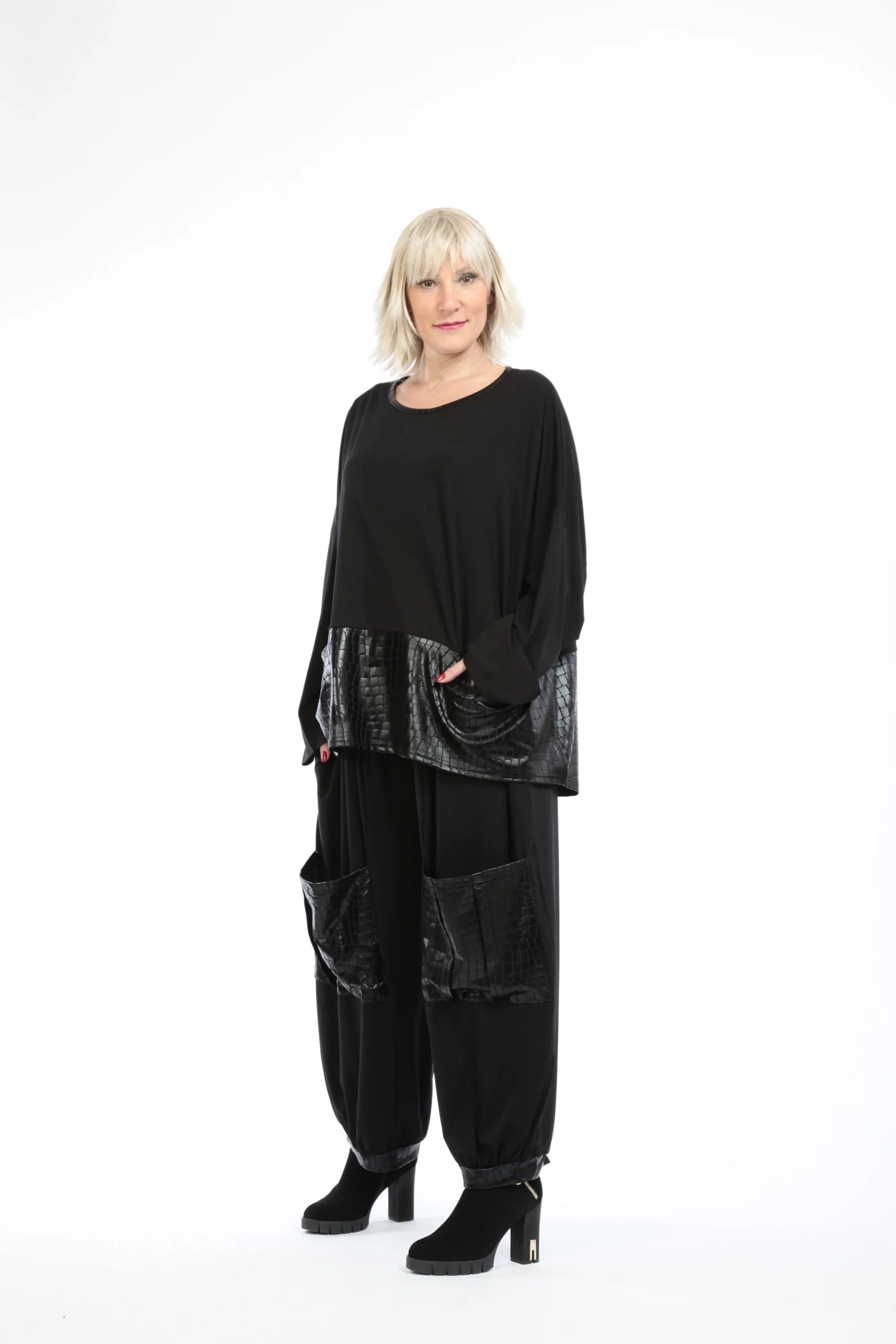  Bigshirt von AKH Fashion aus Viskose in kastiger Form, 1224.06888, Schwarz, Schick, Modern