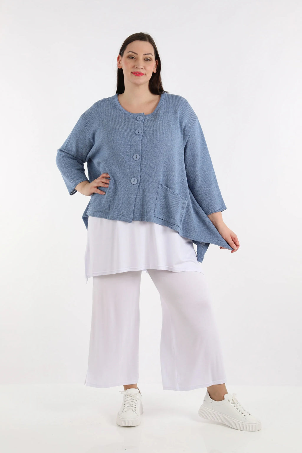  A-Form Jacke von AKH Fashion aus Baumwolle, 1110.00118, Jeansblau, Schick, Modern, Bequem