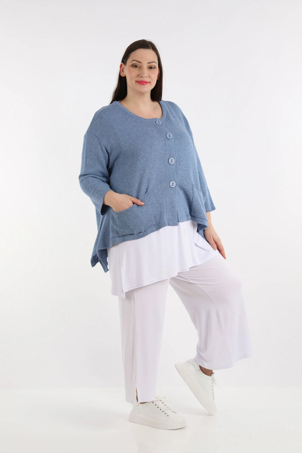  A-Form Jacke von AKH Fashion aus Baumwolle, 1110.00118, Jeansblau, Schick, Modern, Bequem