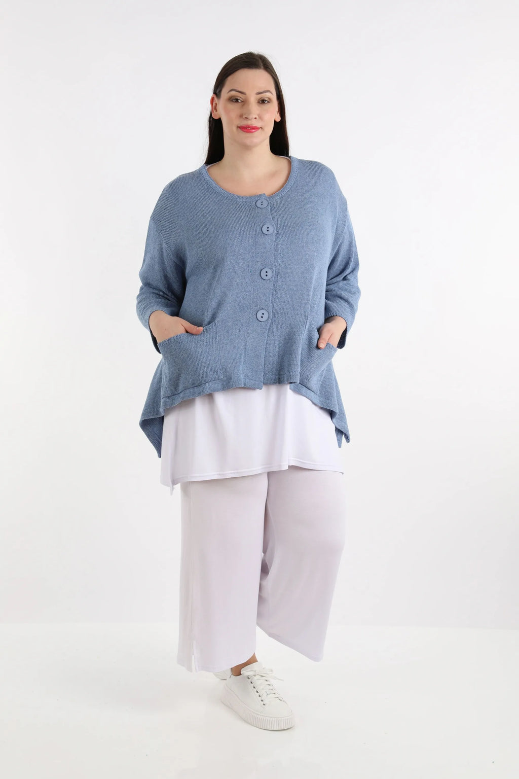  A-Form Jacke von AKH Fashion aus Baumwolle, 1110.00118, Jeansblau, Schick, Modern, Bequem