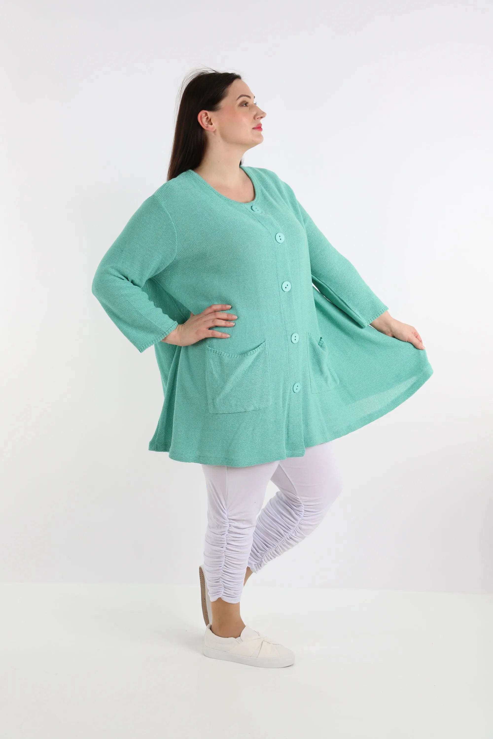  A-Form Jacke von AKH Fashion aus Baumwolle, 1110.01382, Mint, Schick, Modern, Bequem