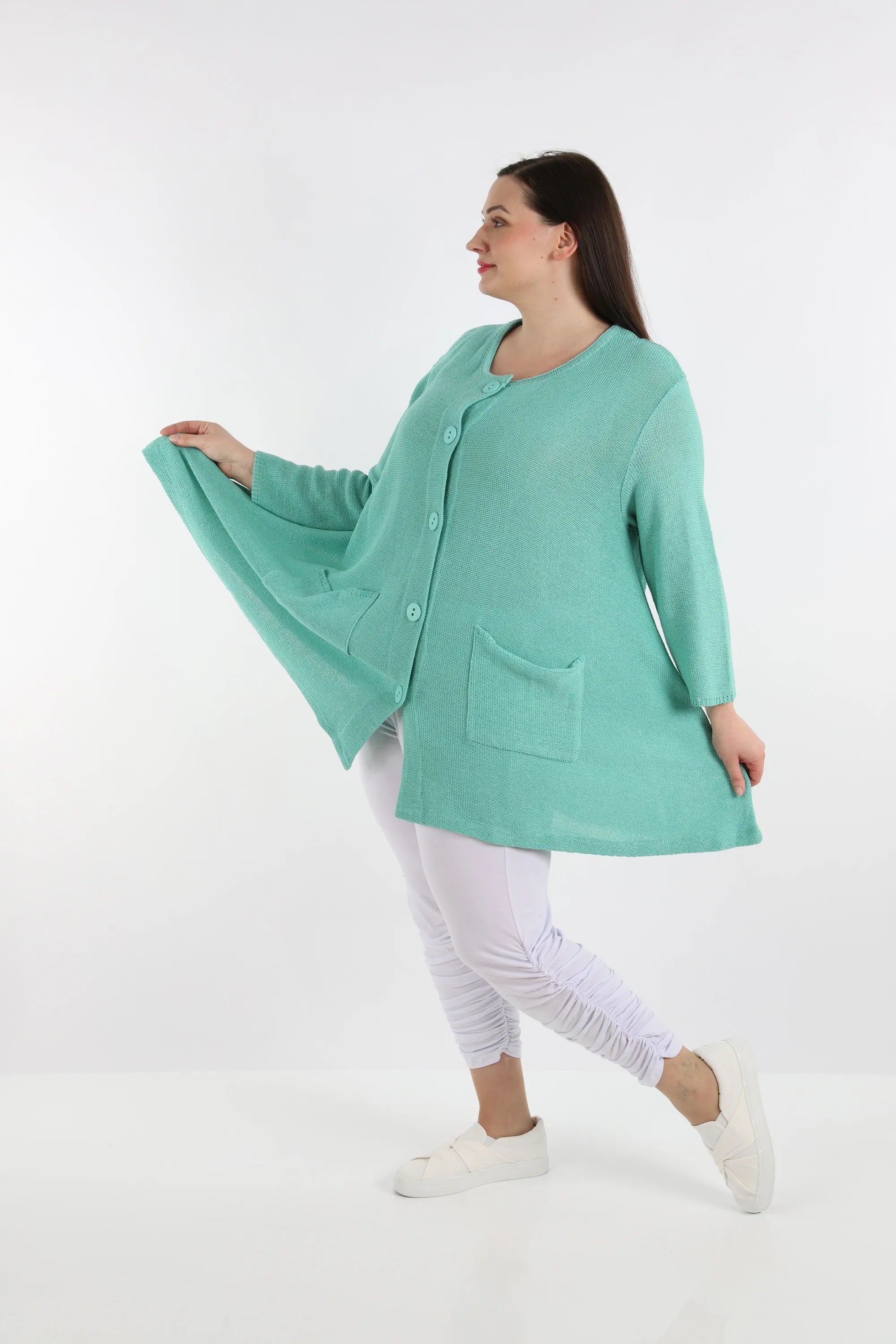  A-Form Jacke von AKH Fashion aus Baumwolle, 1110.01382, Mint, Schick, Modern, Bequem