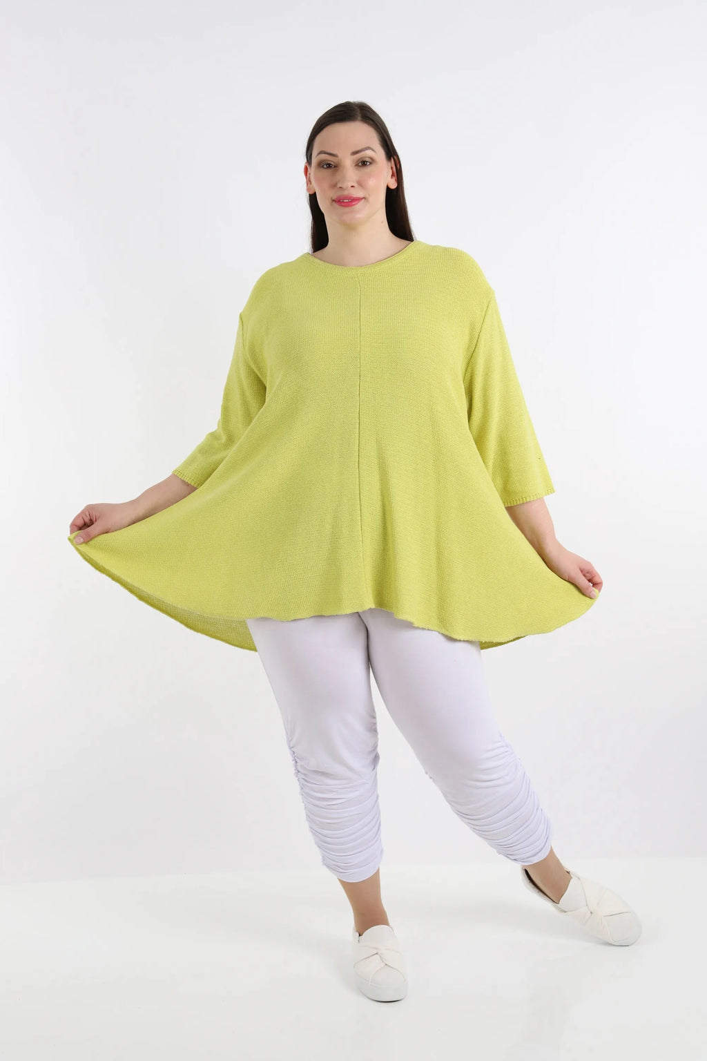  AKH Fashion Shirt in Glocken-Form, aus Baumwolle, 1110.01892, Lime, Schick, Modern, Bequem