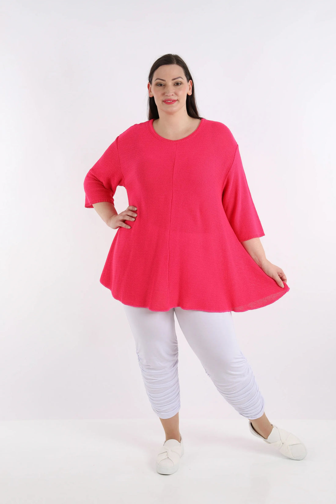  AKH Fashion Shirt in Glocken-Form, aus Baumwolle, 1110.01892, Fuchsia, Schick, Modern