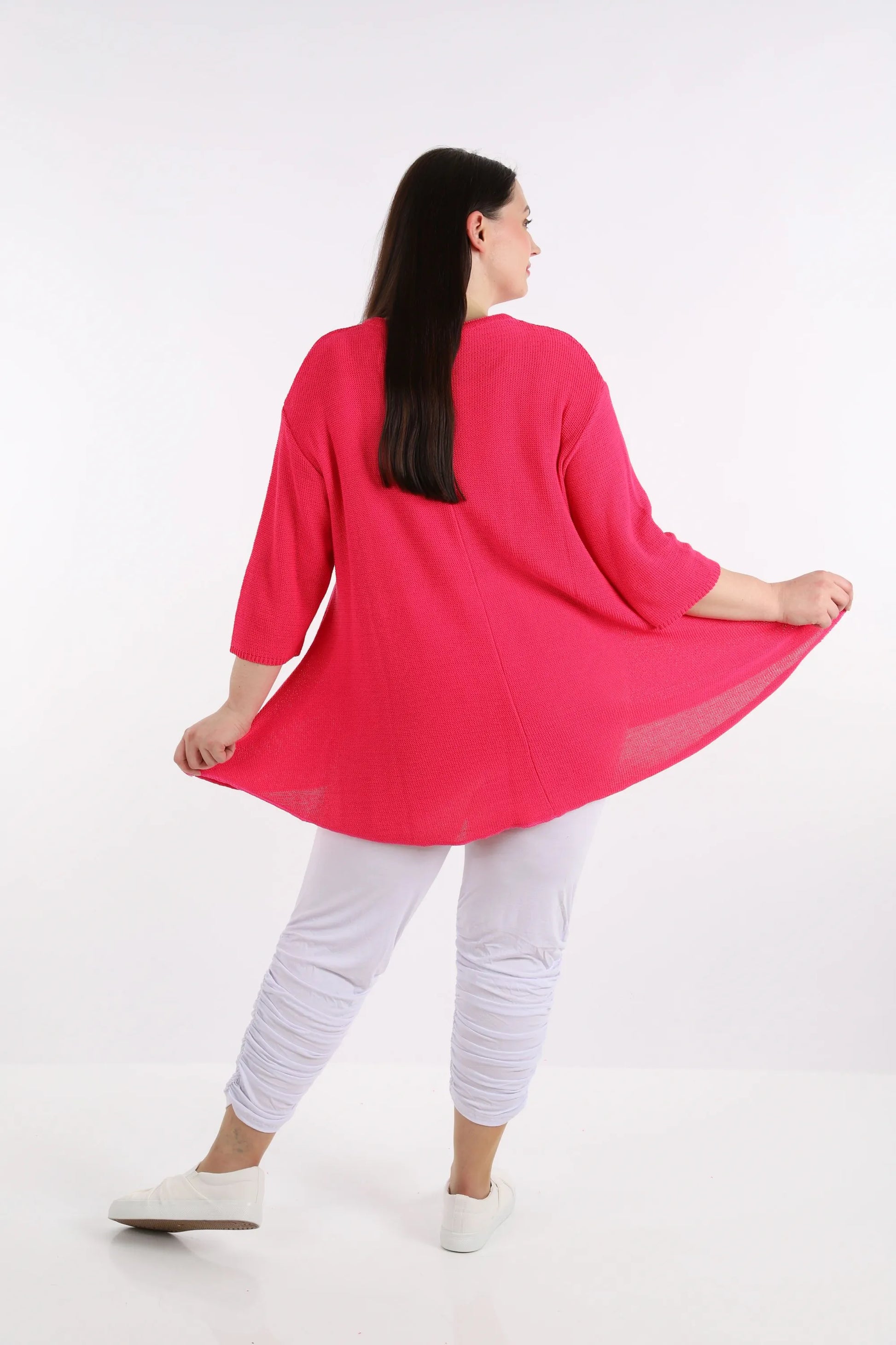  Oversized Glocken-Form Shirt in leuchtendem Fuchsia aus hochwertiger Baumwolle für lässige Lagenlooks