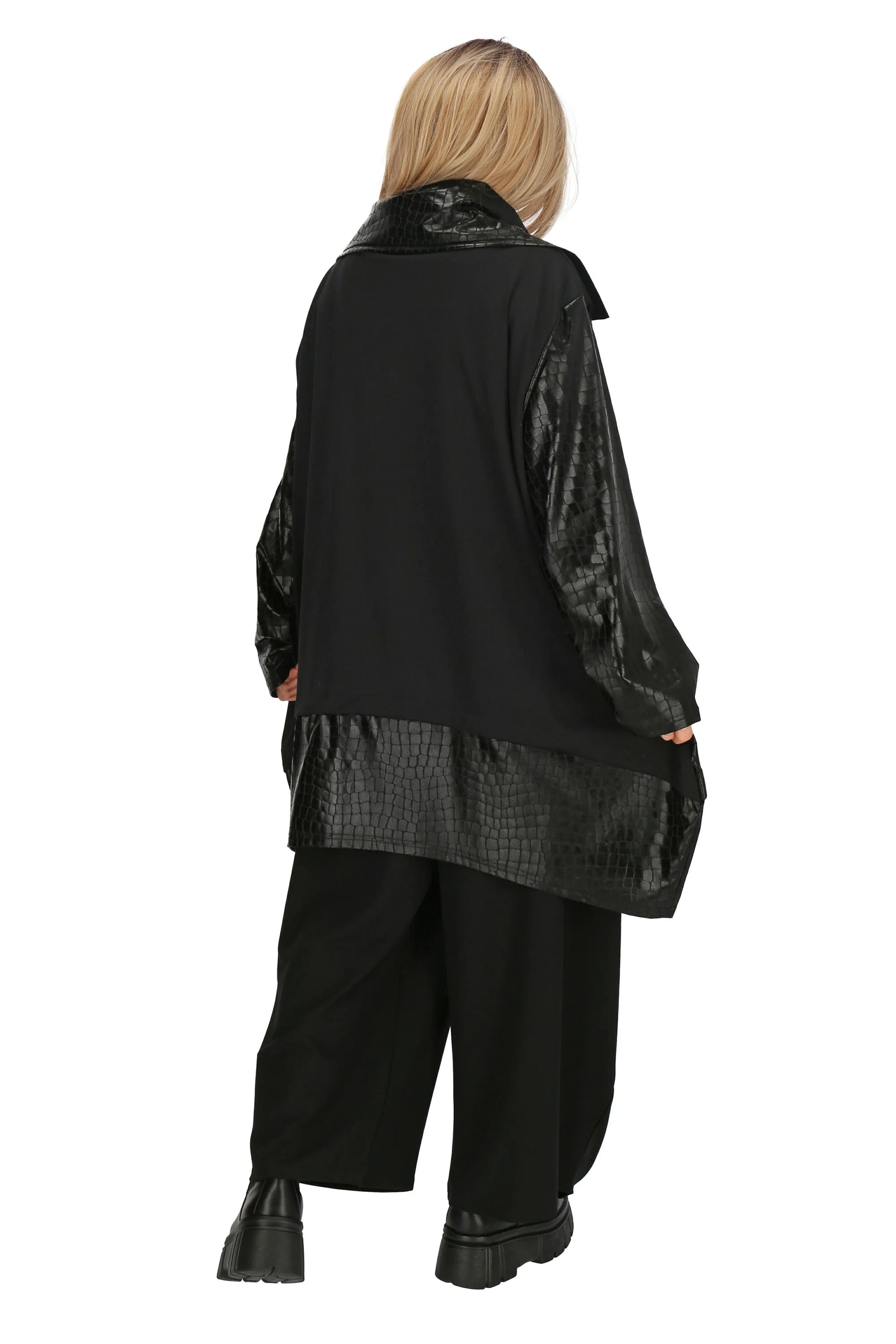  A-Form Jacke von AKH Fashion aus Viskose, 1224.09896, Schwarz-Reptil, Unifarben, Schick